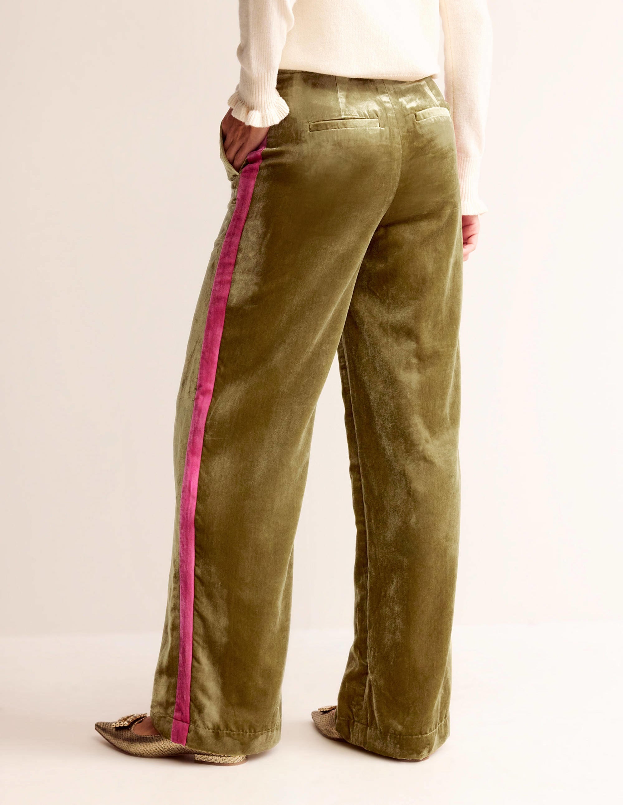 Westbourne Velvet Trousers-Khaki - Image 3