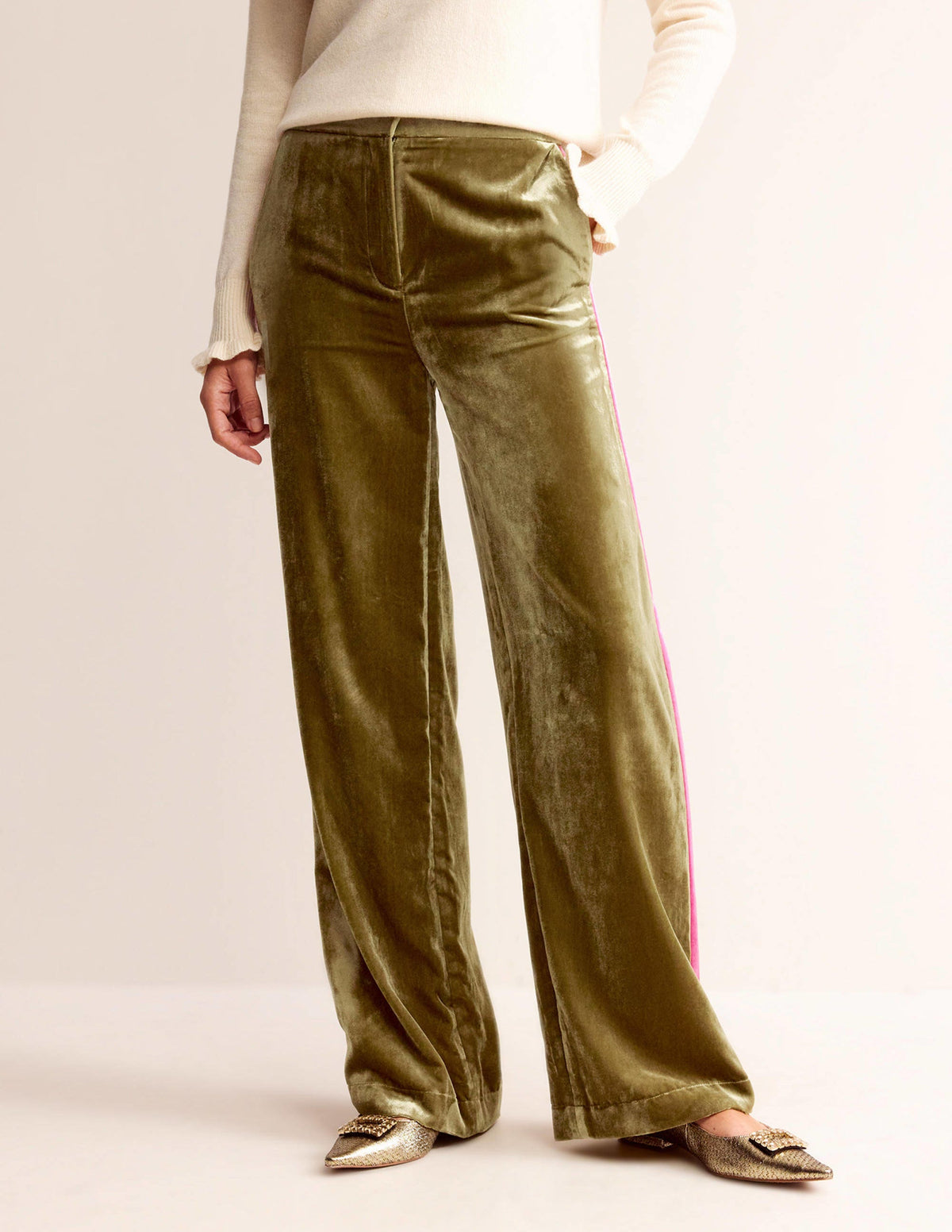 Westbourne Velvet Trousers-Khaki - Image 4