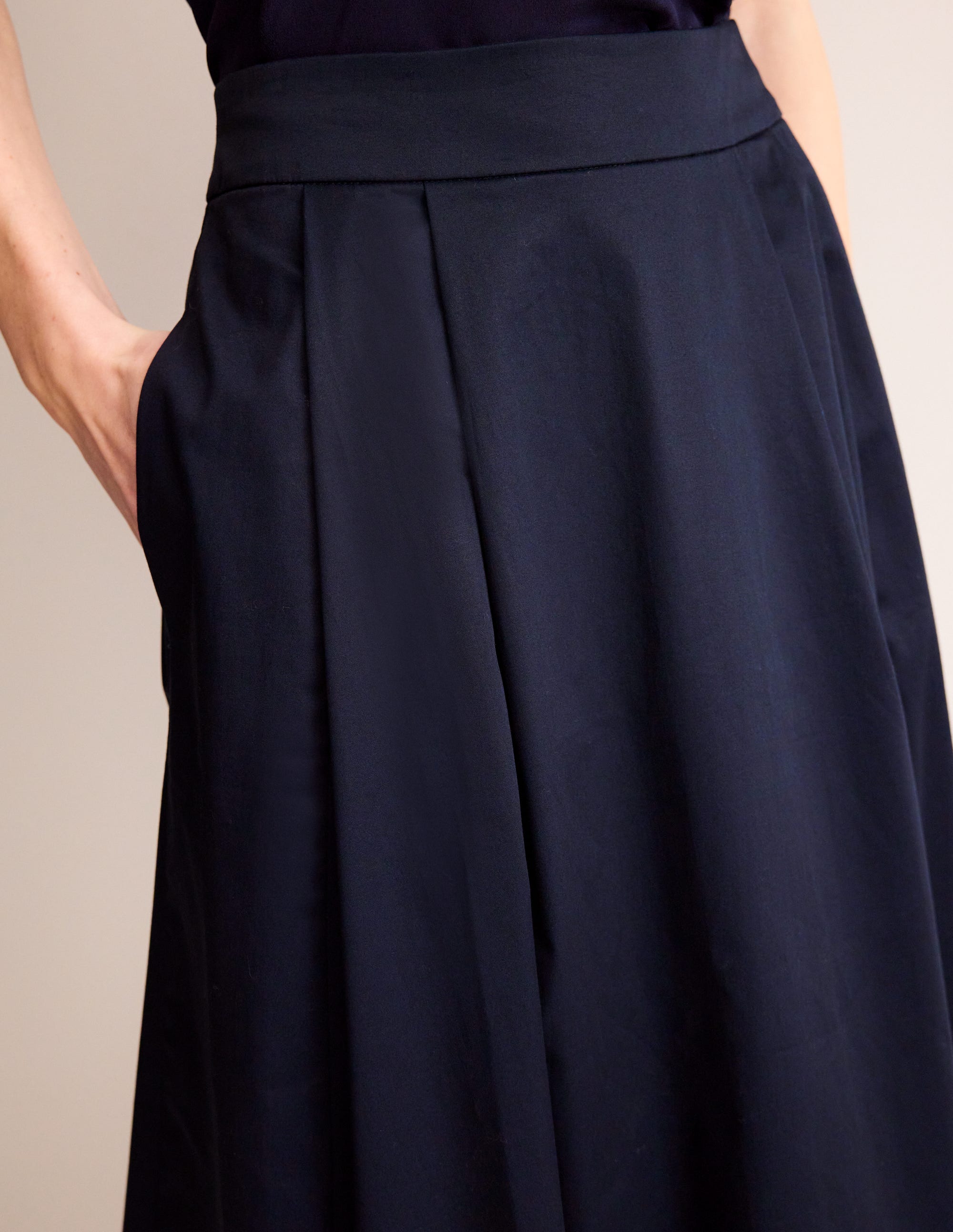 Isabella Cotton Sateen Skirt-Navy - Image 2