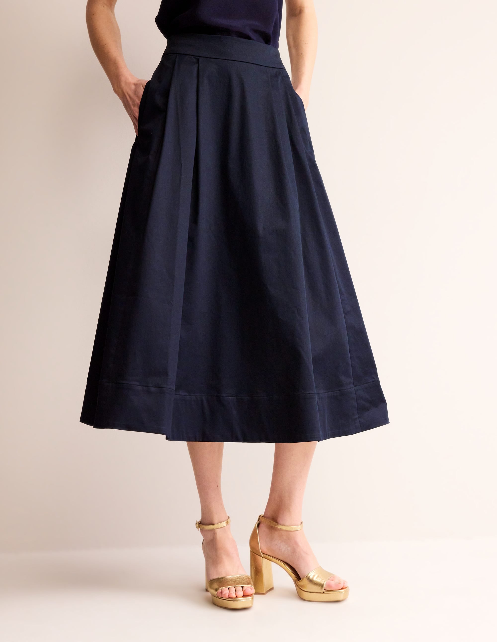 Isabella Cotton Sateen Skirt-Navy - Image 4