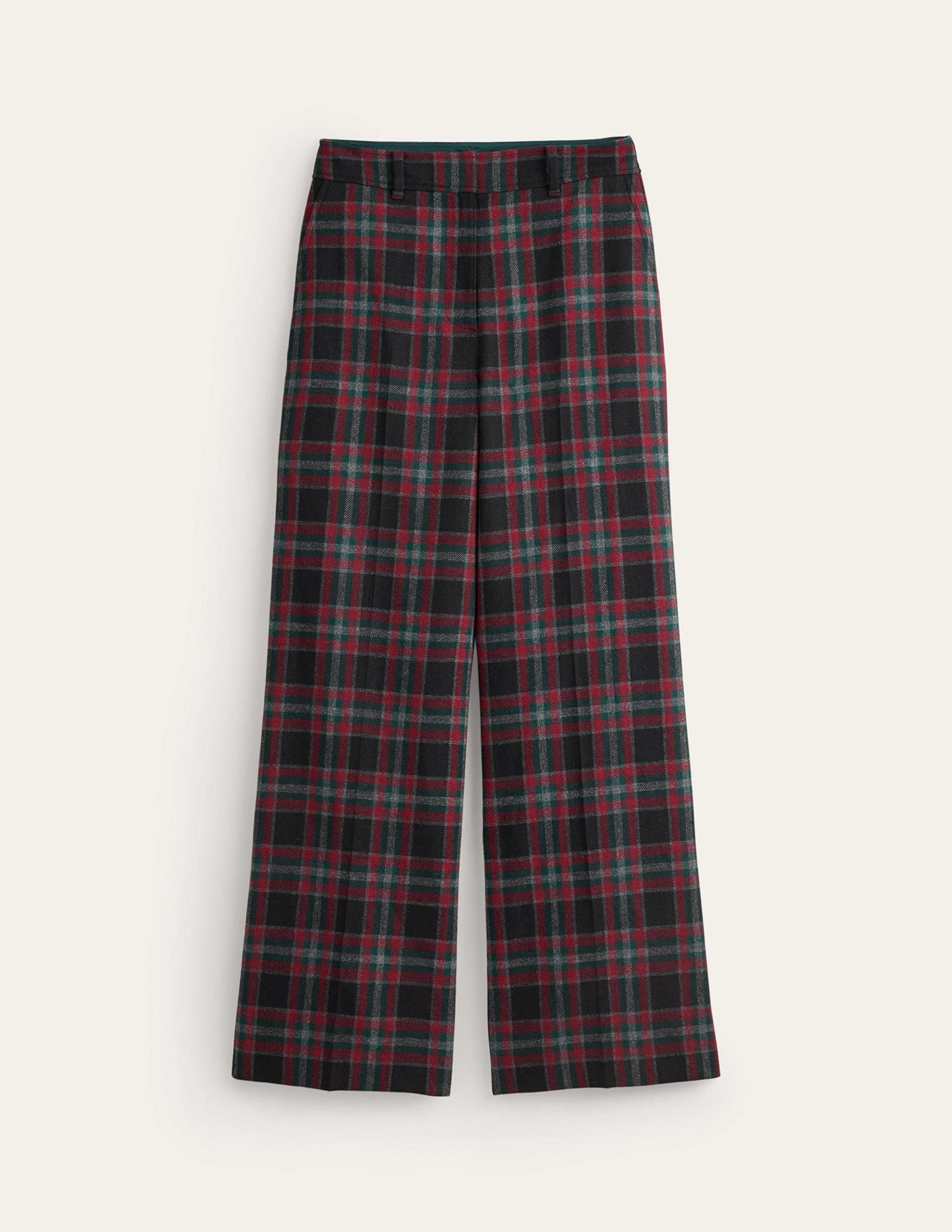 Westbourne Wool Blend Trousers-Green and Brown Check-5