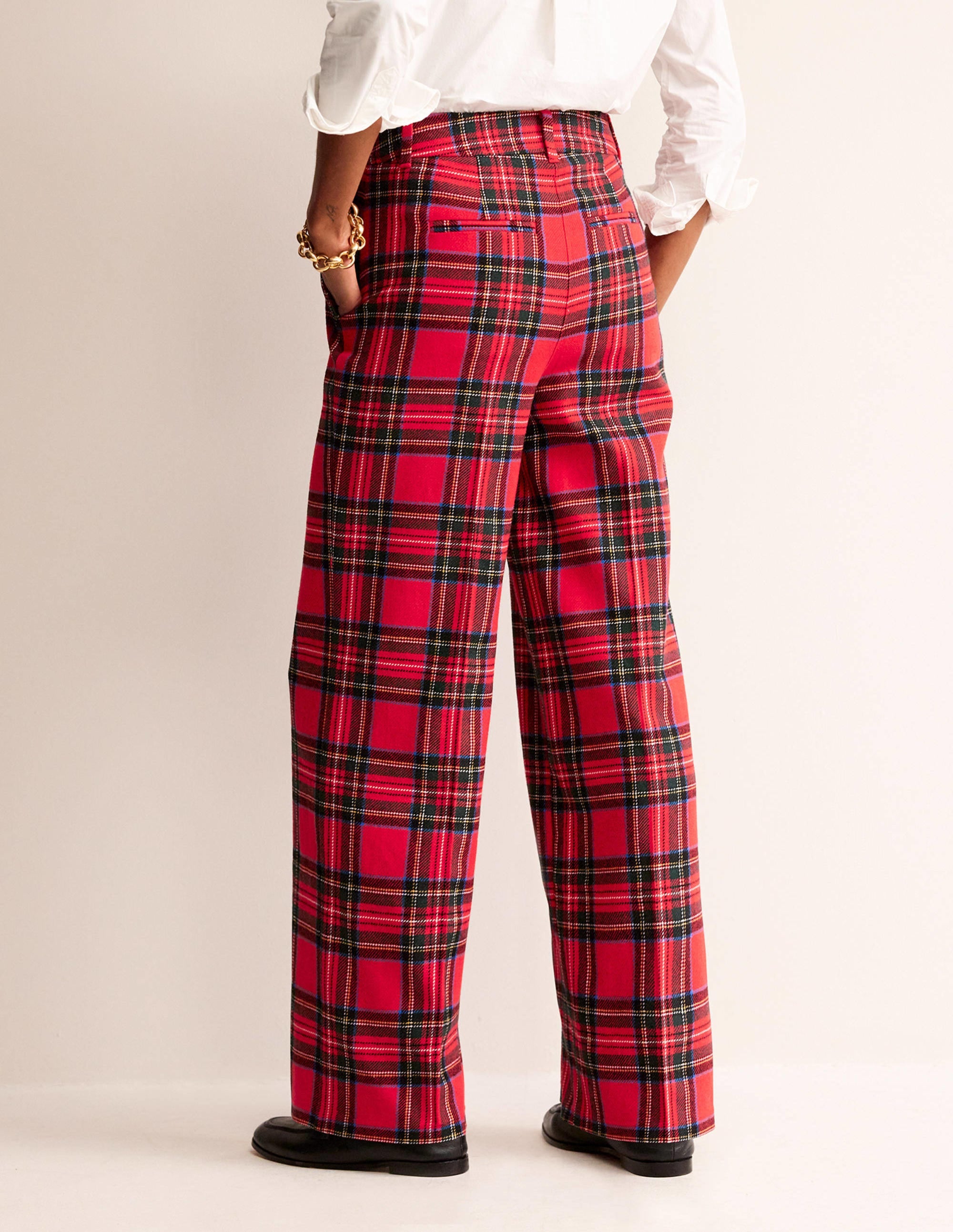 Westbourne Wool Blend Trousers-Red Tartan Check - Image 3
