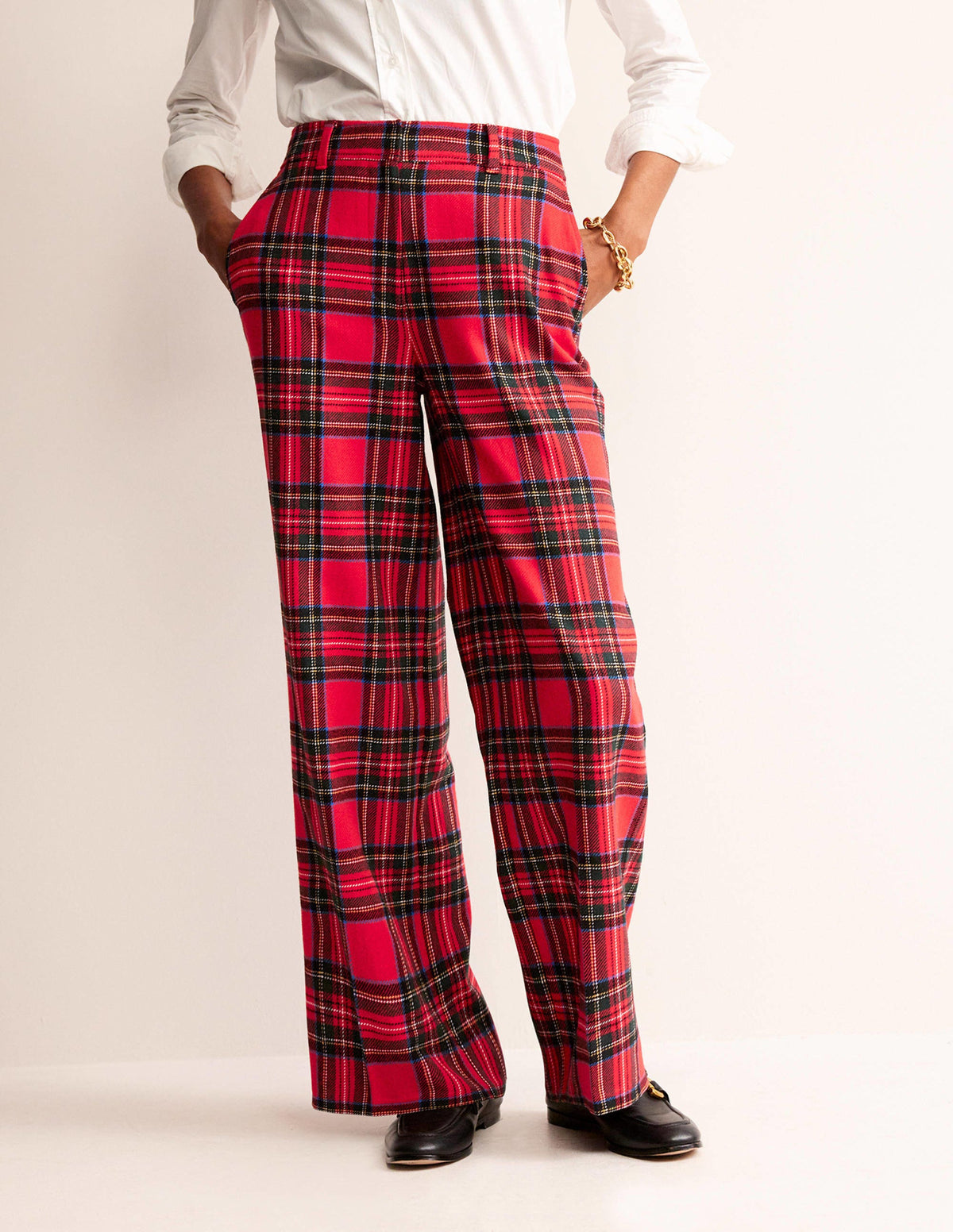 Westbourne Wool Blend Trousers-Red Tartan Check - Image 4