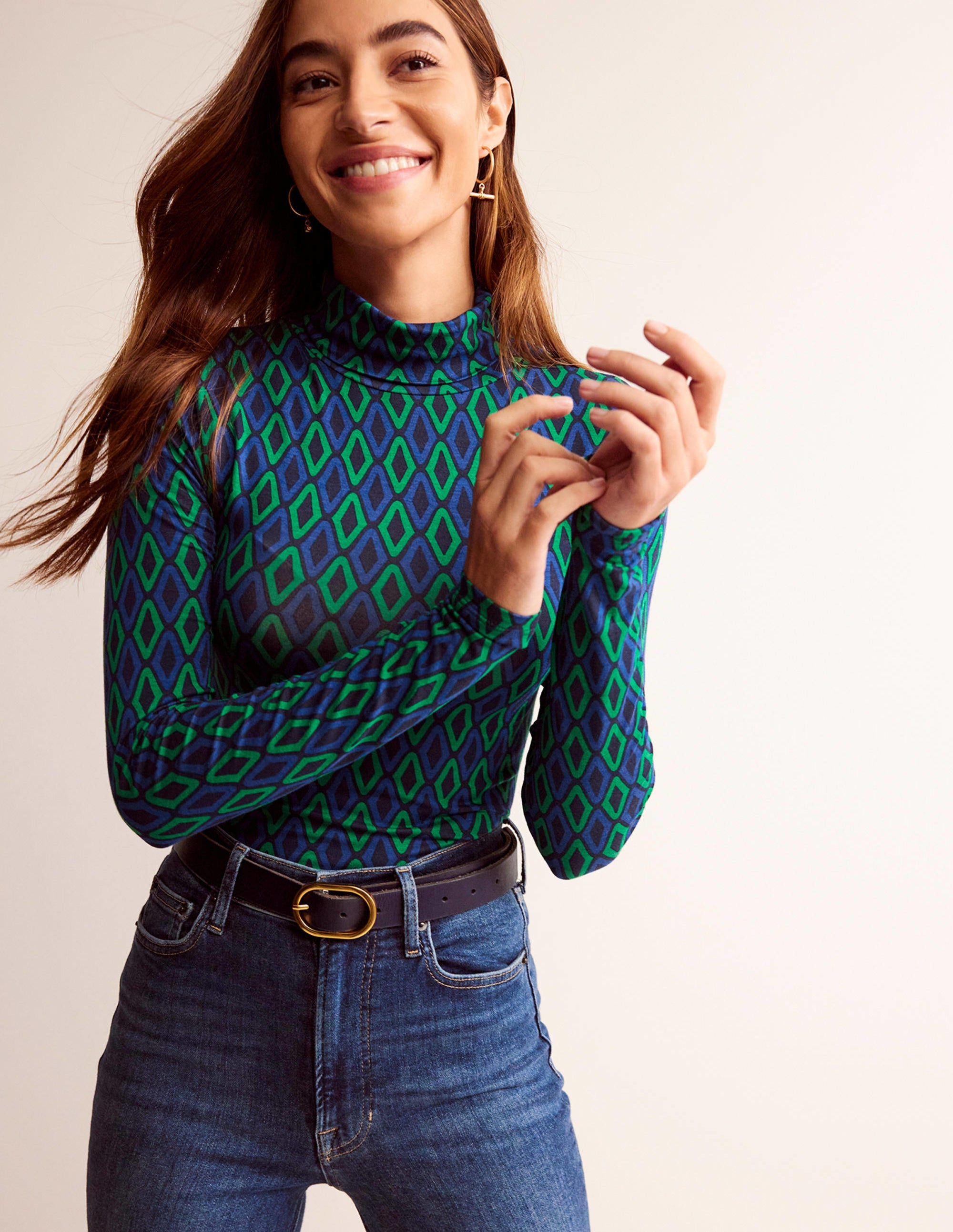 Polly Jersey Top-Atlantic, Azure - Image 1