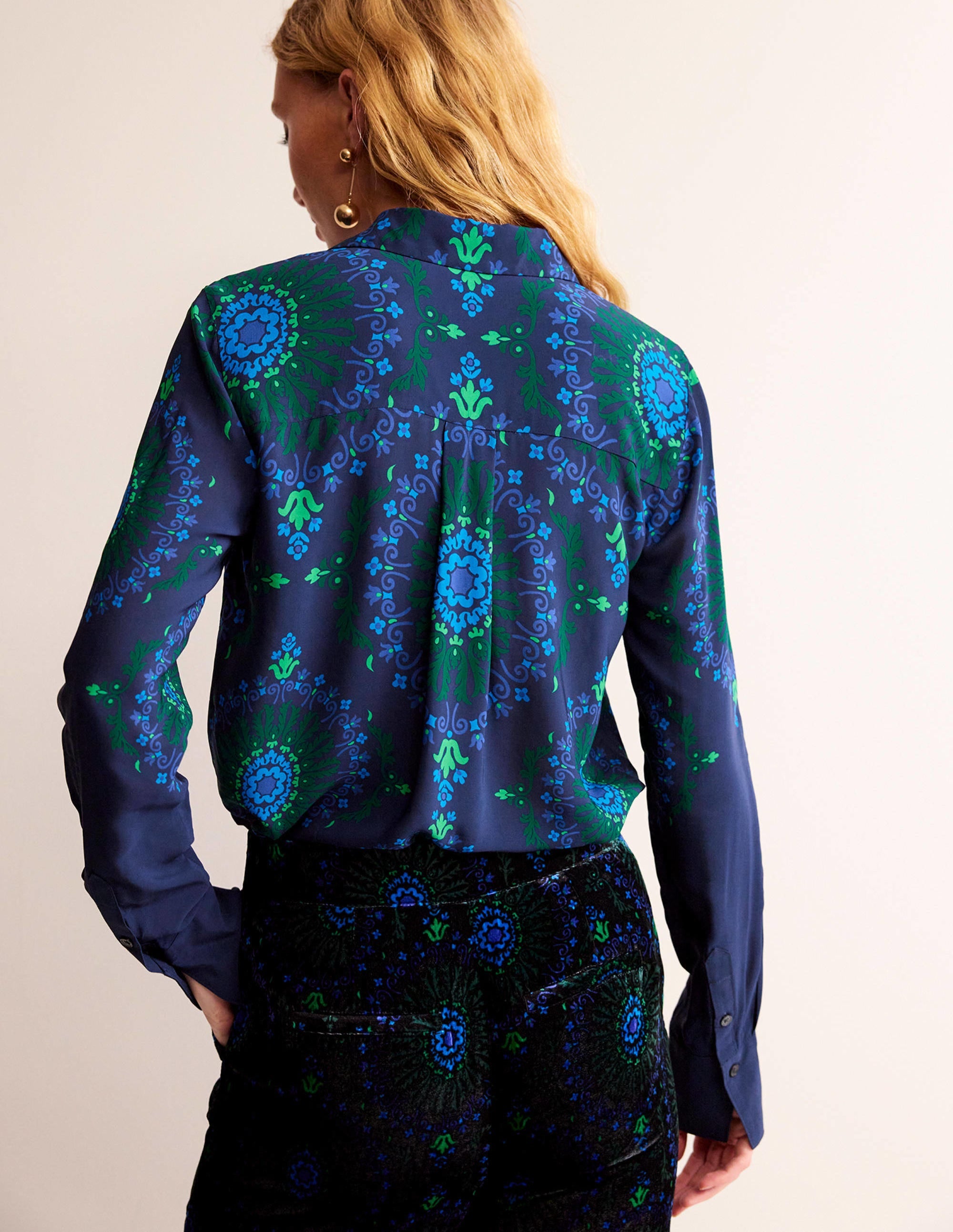 Sienna Shirt-French Navy, Artizian Geo - Image 3
