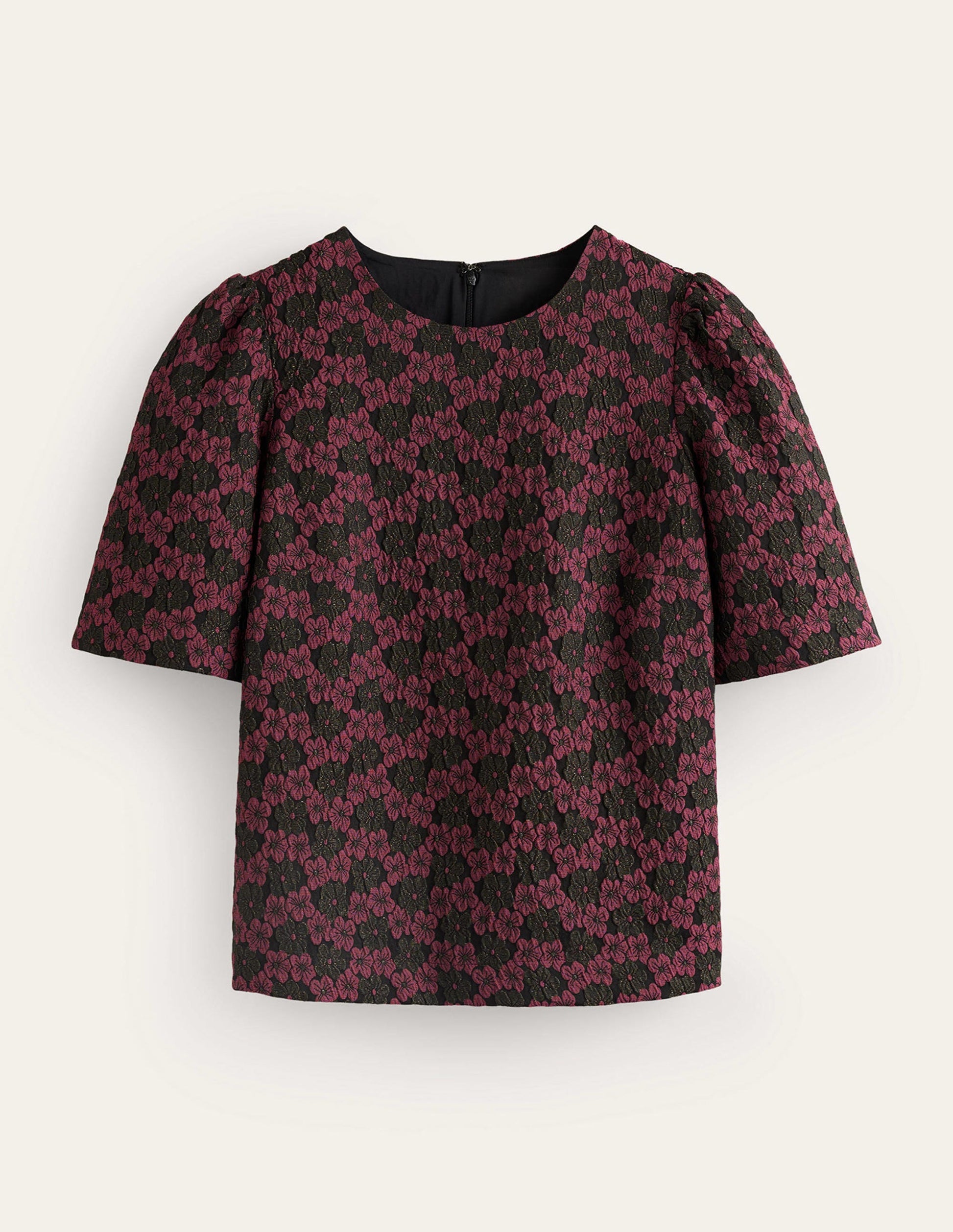Jacquard Short Sleeve Top-Jacquard Floral-5