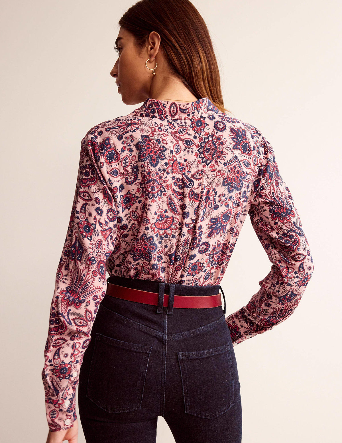 Sienna Silk Shirt-Chalky Pink, Azalea Bloom-3