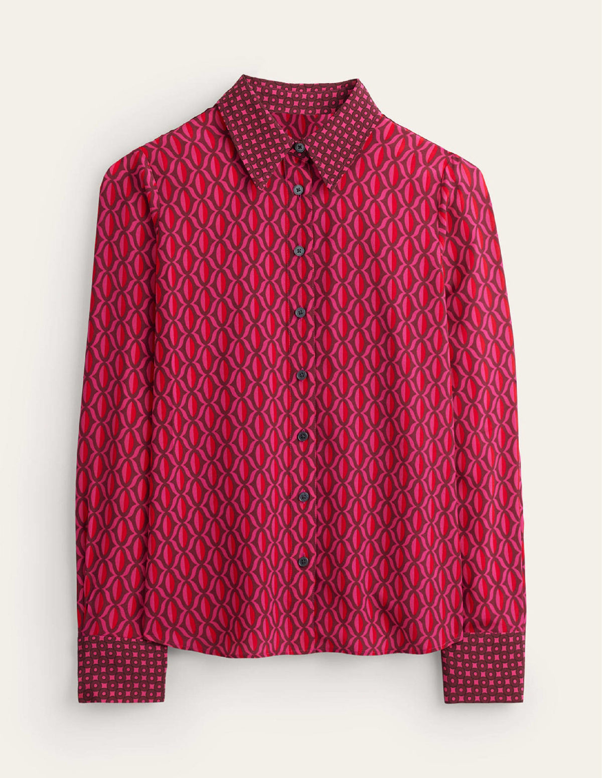 Sienna Silk Shirt-Vibrant Pink, Geo Valley - Image 6
