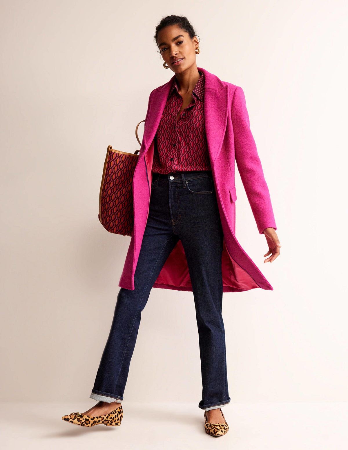 Sienna Silk Shirt-Vibrant Pink, Geo Valley - Image 4
