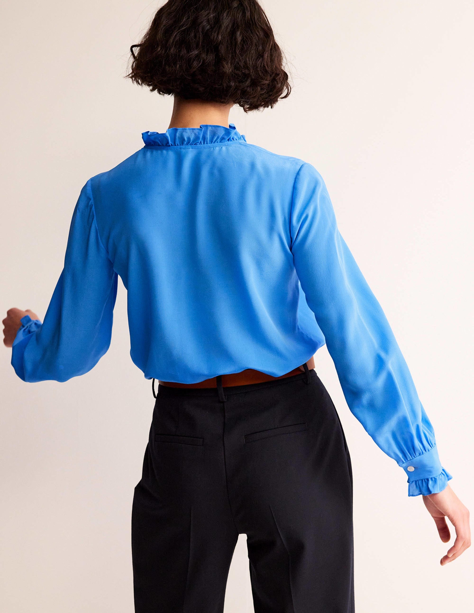 Ruffle Neck Silk Blouse-Surf the Web - Image 3