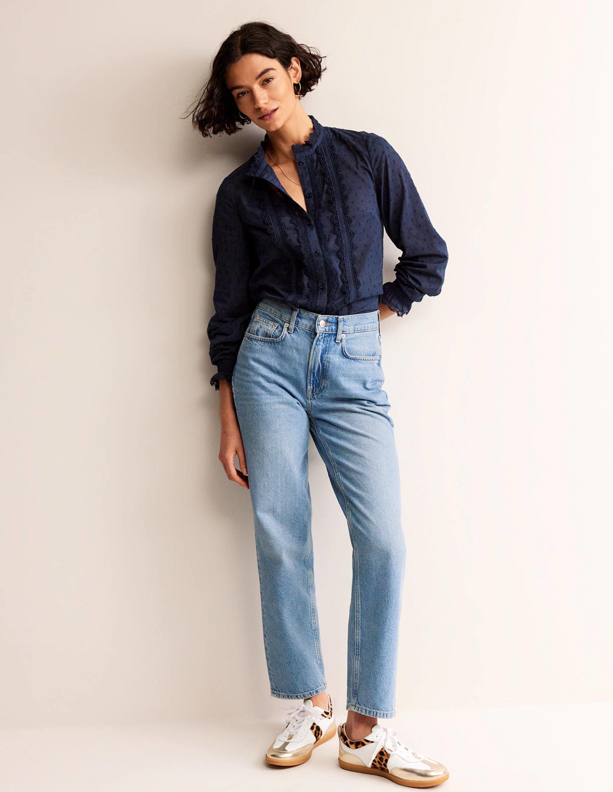 Romantic Textured Top-Navy - Image 4