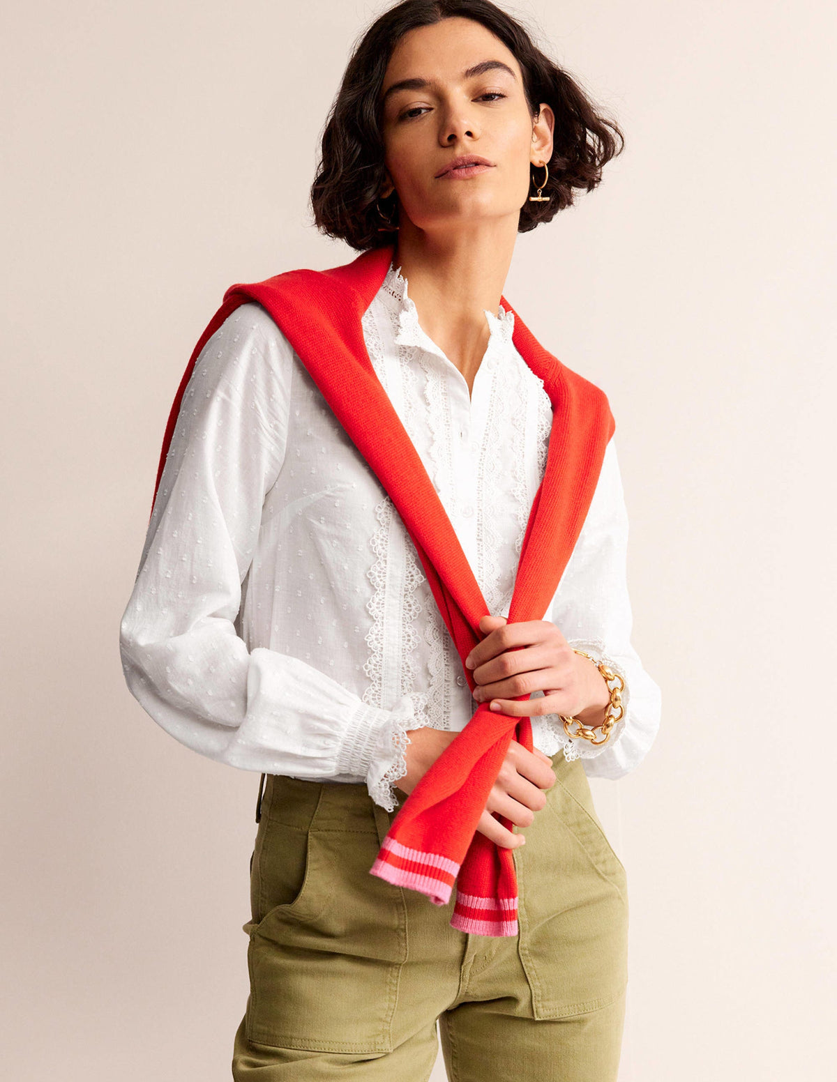 Romantic Textured Top-White-1
