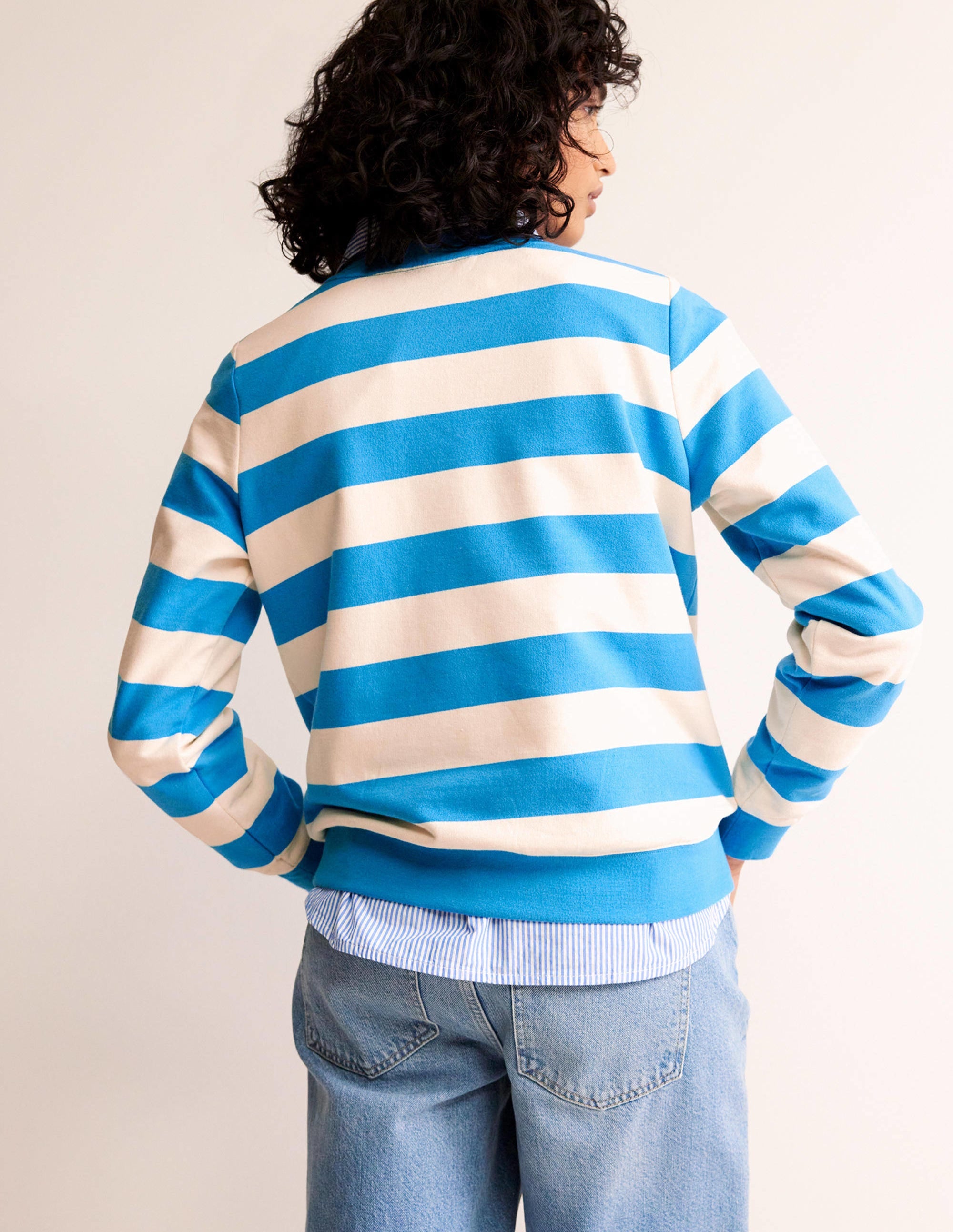 Hannah Embroidered Sweatshirt-Blue, Happy - Image 4
