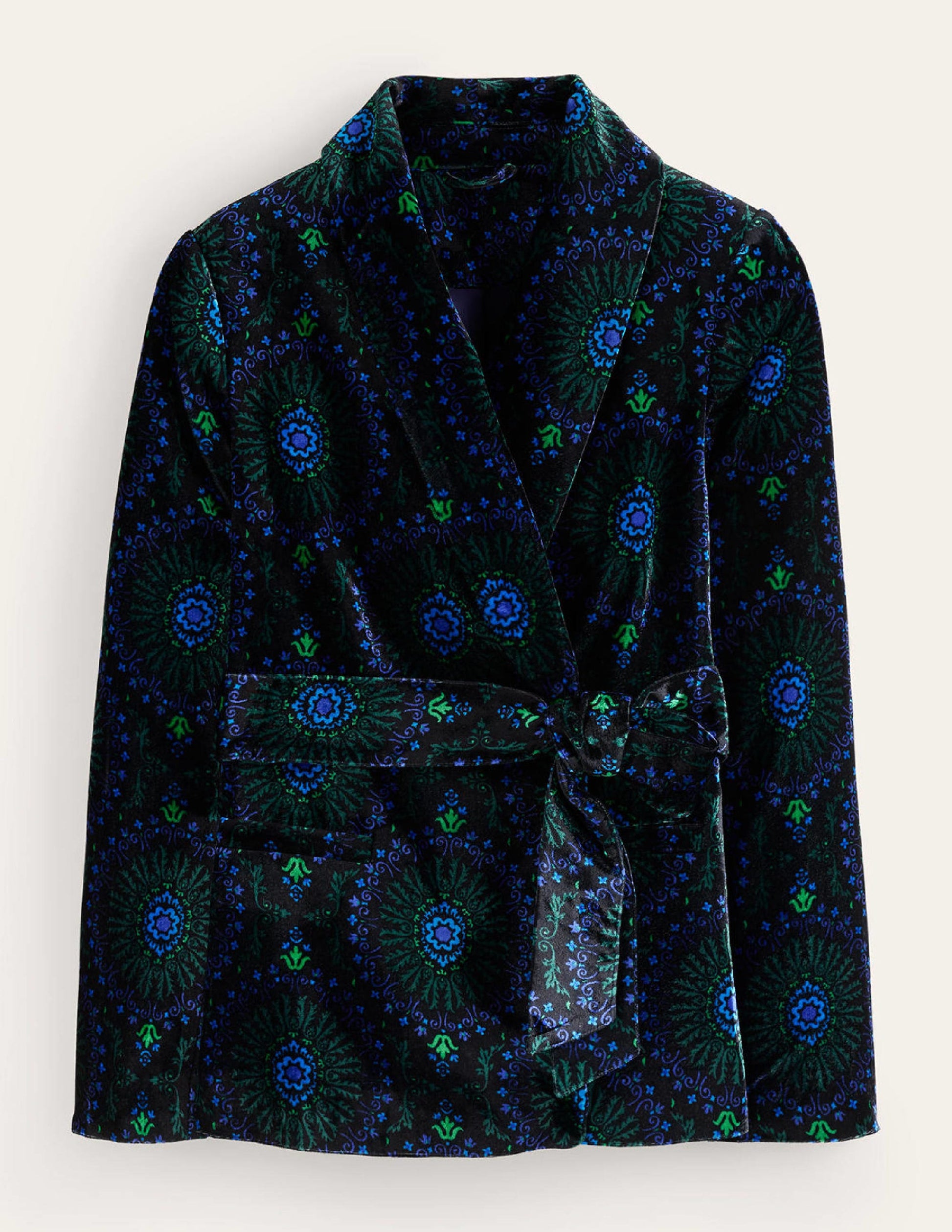 Tie-Waist Velvet Jacket-Black, Artizian Geo-7