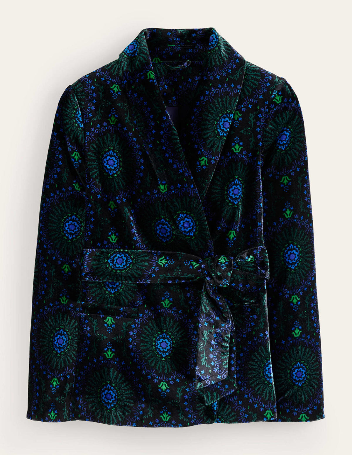 Tie-Waist Velvet Jacket-Black, Artizian Geo - Image 7