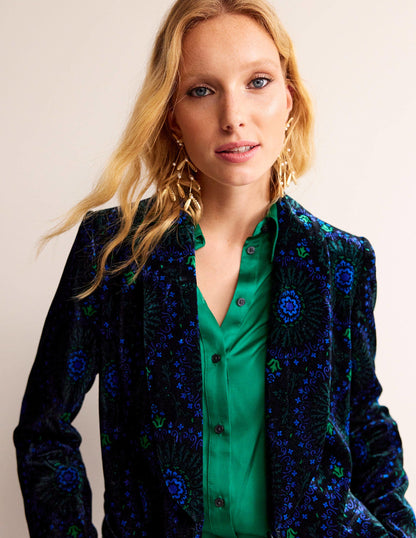 Tie-Waist Velvet Jacket-Black, Artizian Geo-1