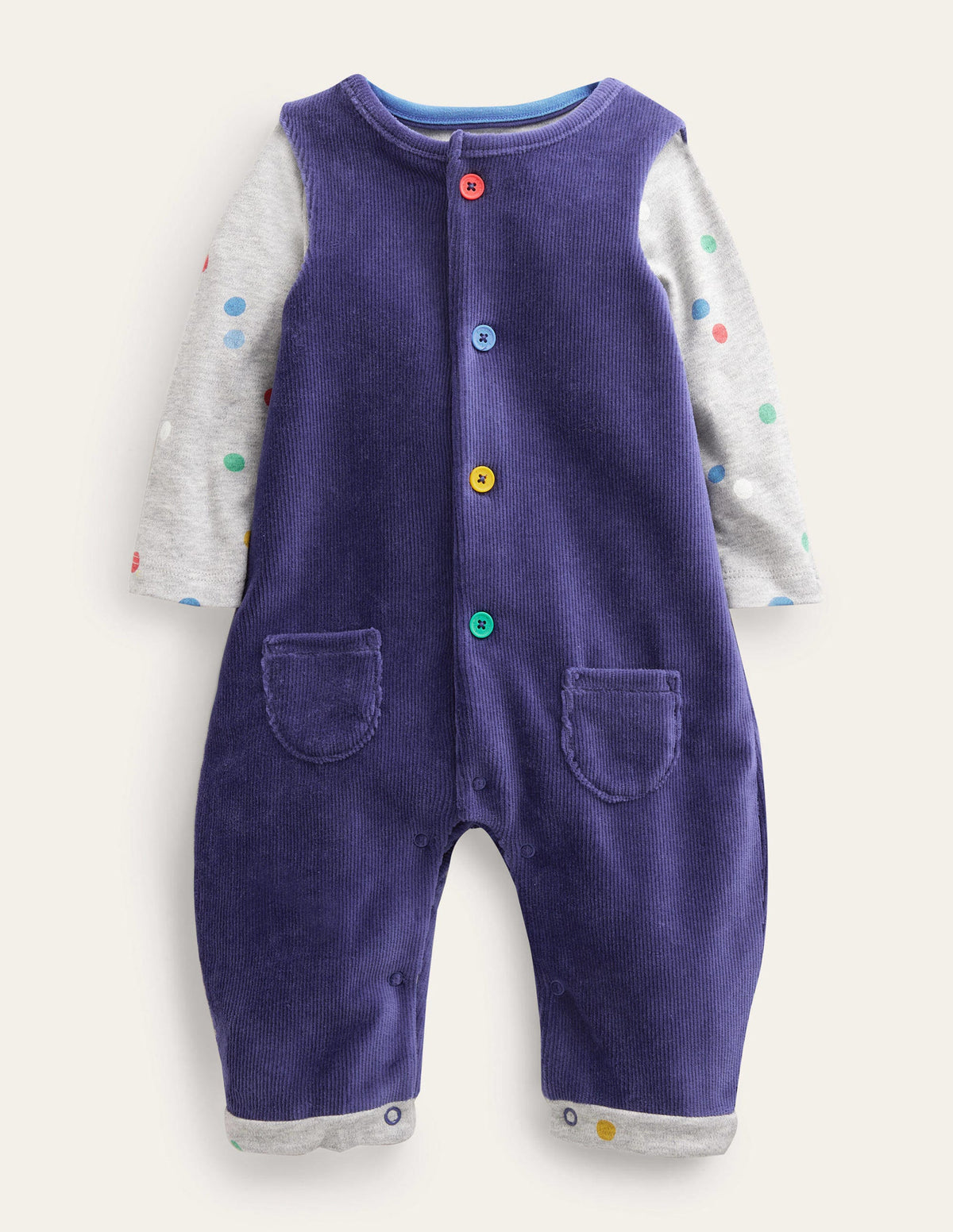 Jersey Cord Dungaree Set-Starboard Blue-1
