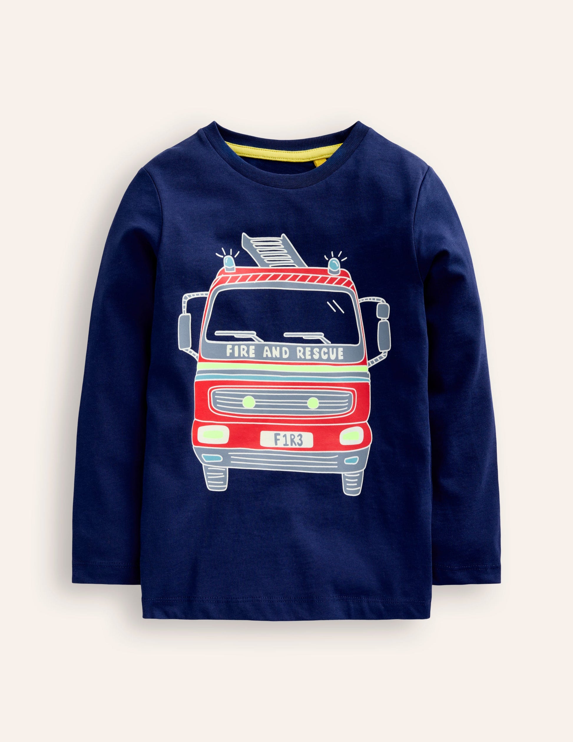 Glow-In-The-Dark T-Shirt-College Navy Fire Engine-1