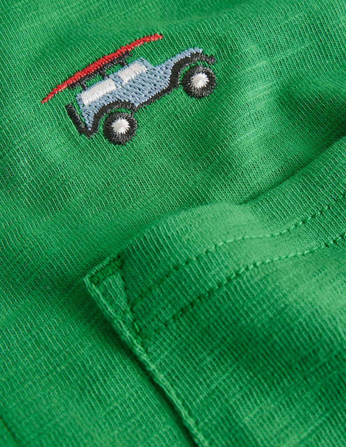 Embroidered Slub Polo Shirt-Shamrock Green Jeep - Image 3