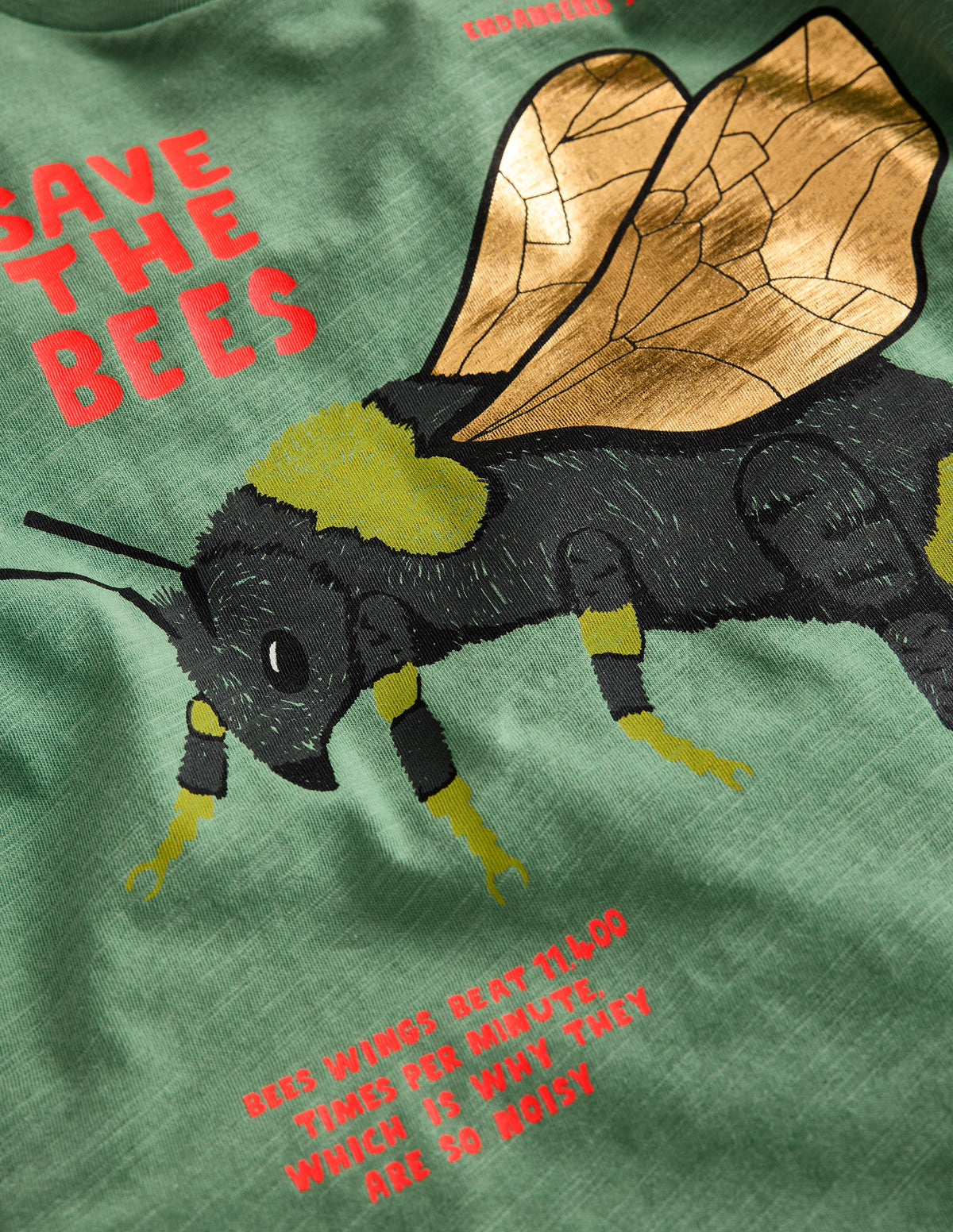 Foil Printed T-shirt-Rosemary Green Bee-3