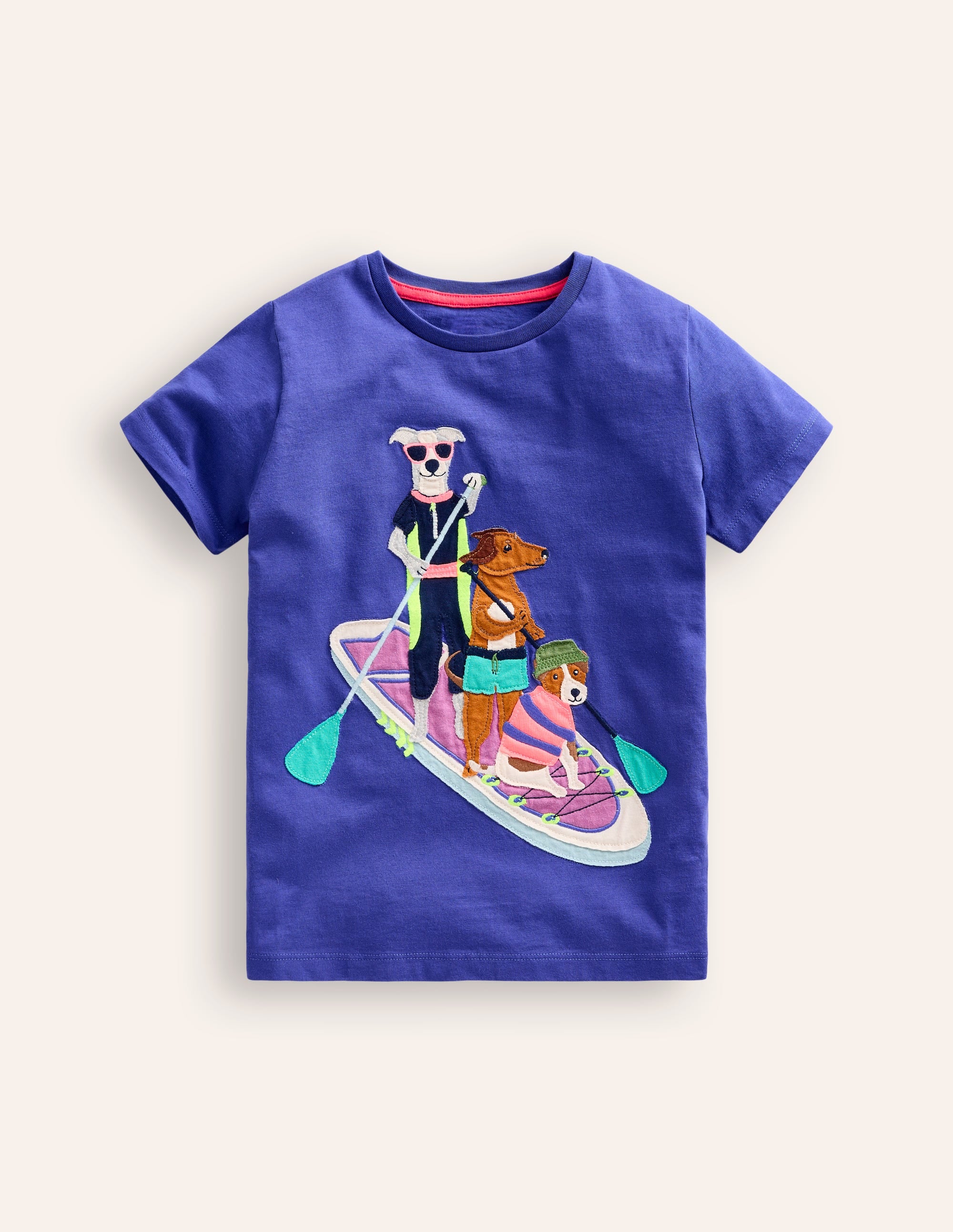 Short Sleeve Applique T-Shirt-Blue Heron Dogs - Image 1