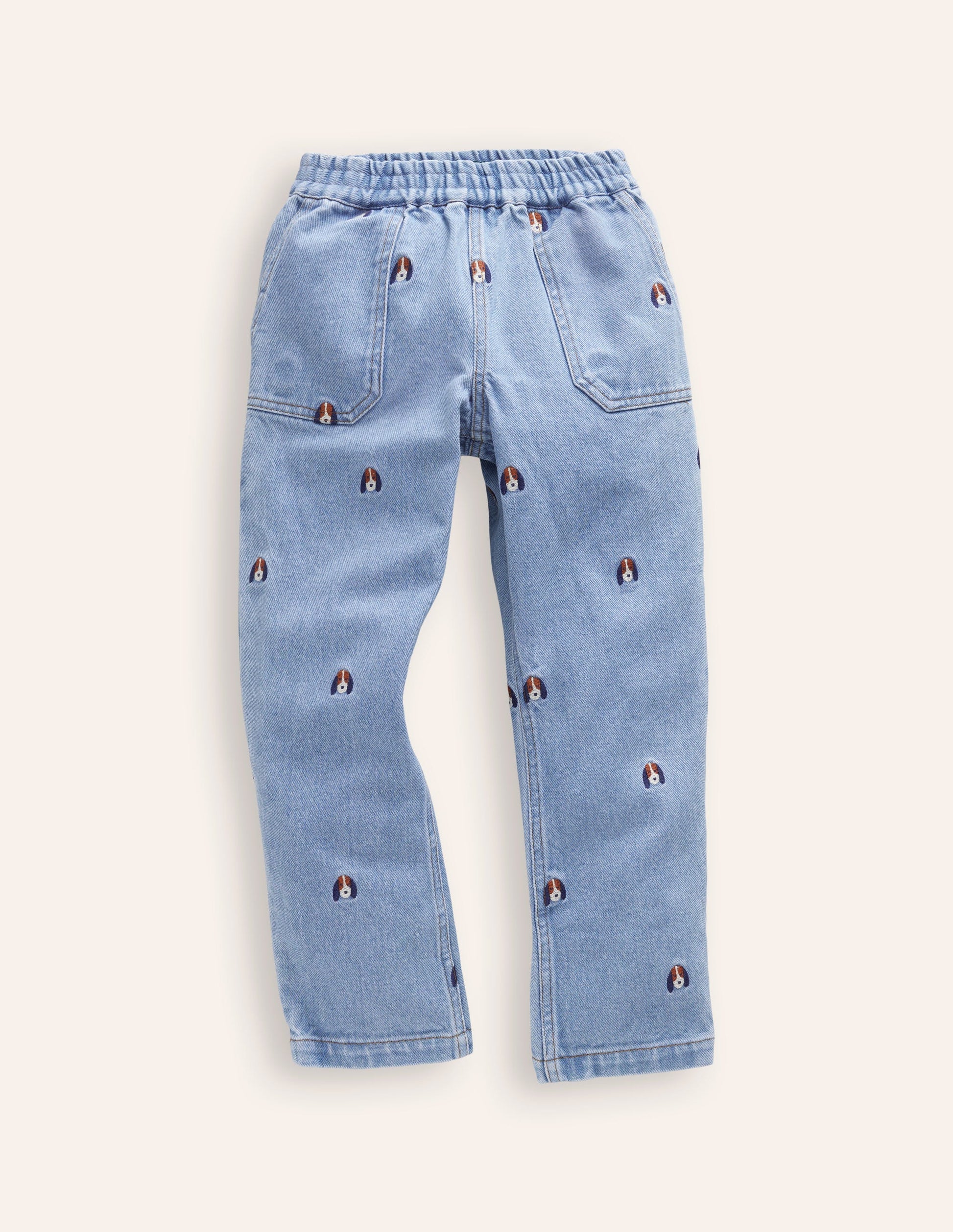 Fun Pull On Jeans-Denim Pup Embroidery-2