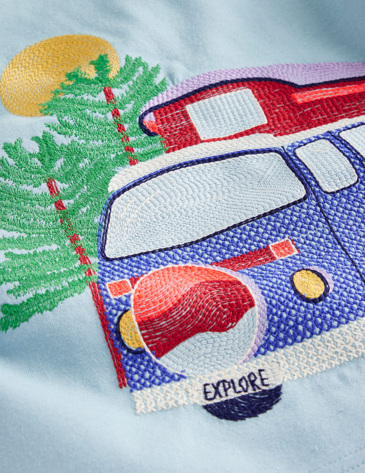 Vehicle Superstitch T-shirt-Vintage Blue Campervan - Image 3