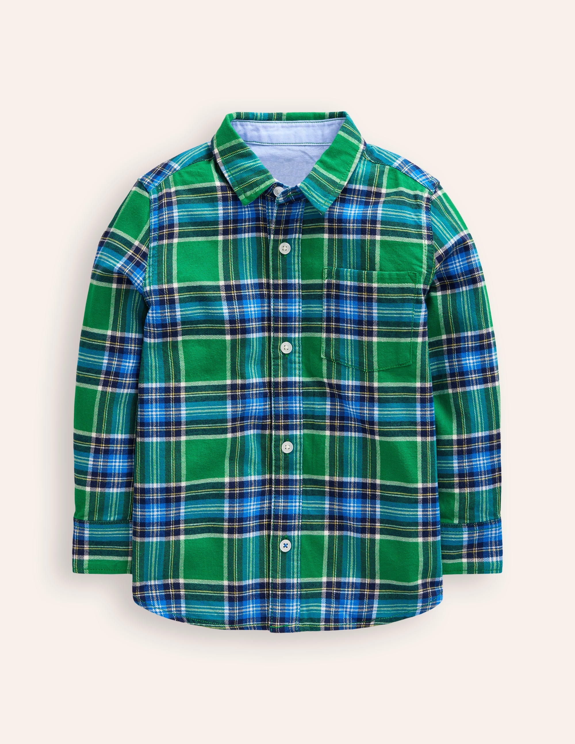 Cosy Cotton Check Shirt-Highland Green/Greek Blue - Image 1