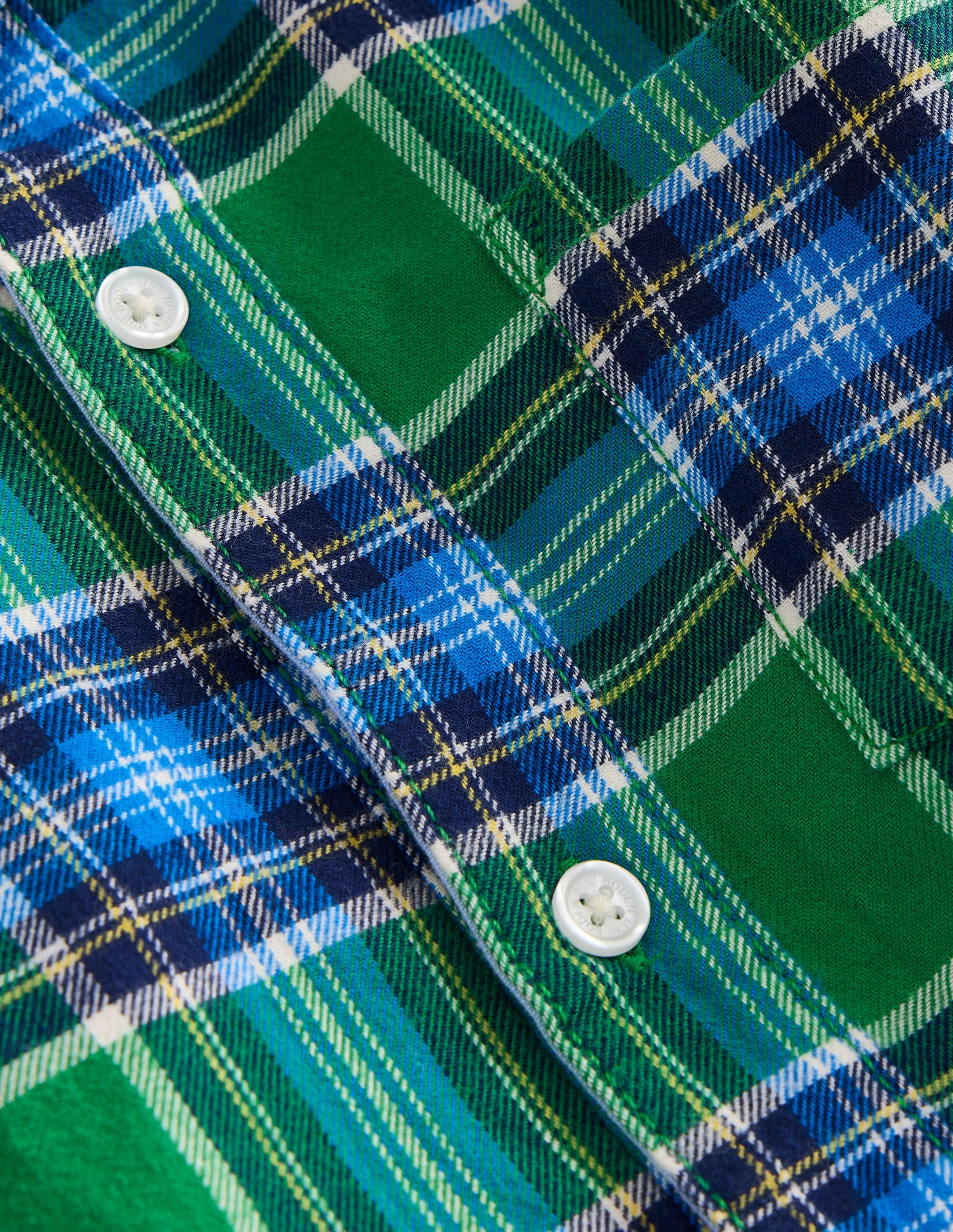 Cosy Cotton Check Shirt-Highland Green/Greek Blue - Image 3