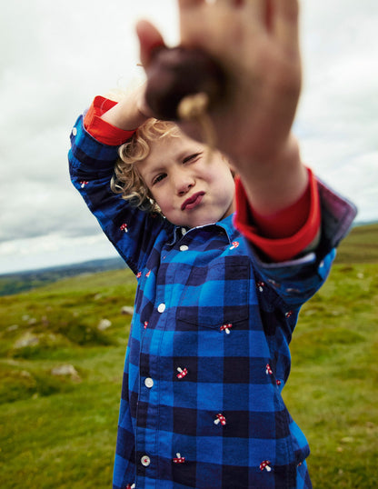 Cosy Cotton Check Shirt-Embroidered Toadstool Check-6