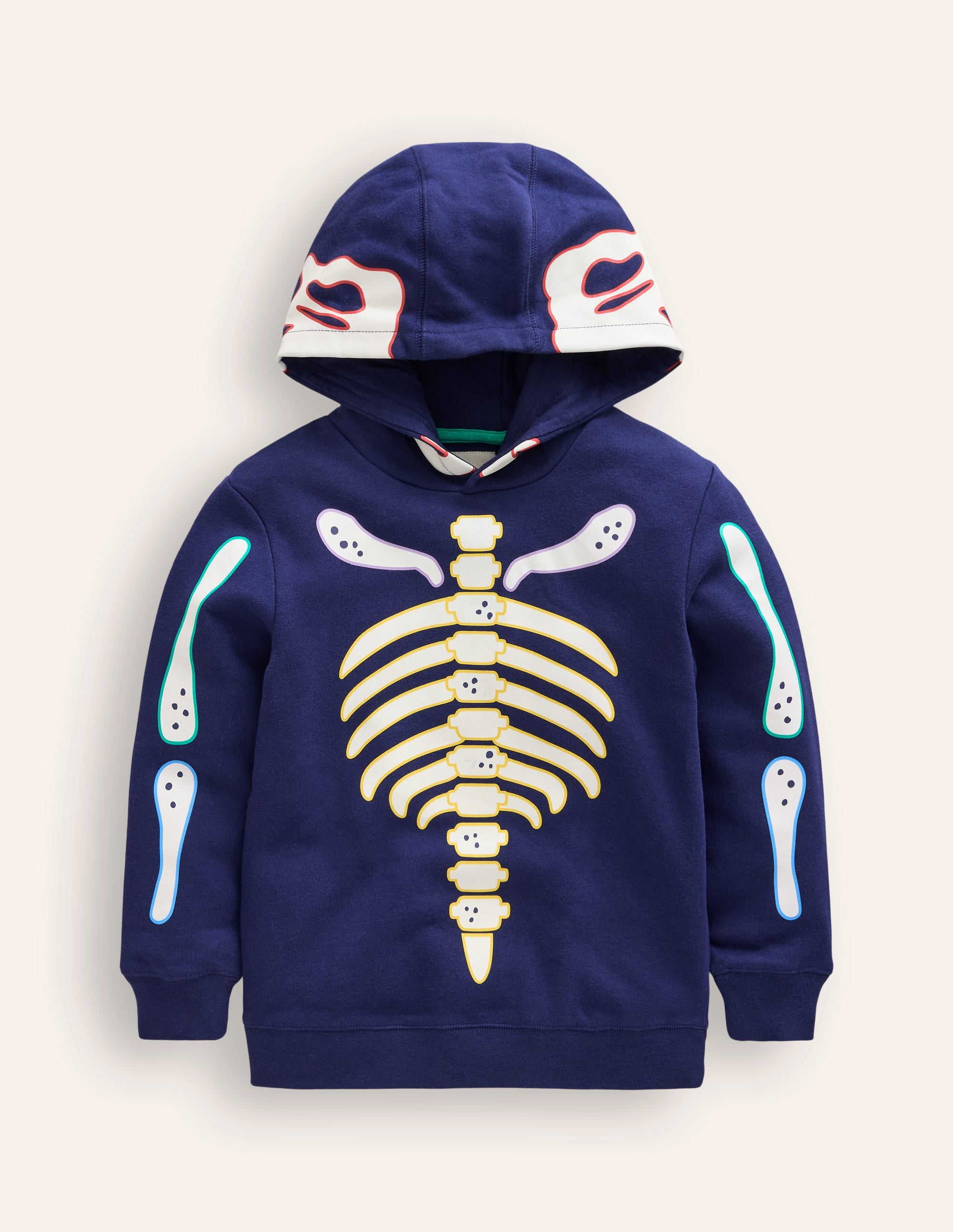 Glow Halloween Hoodie-College Navy Dino - Image 1