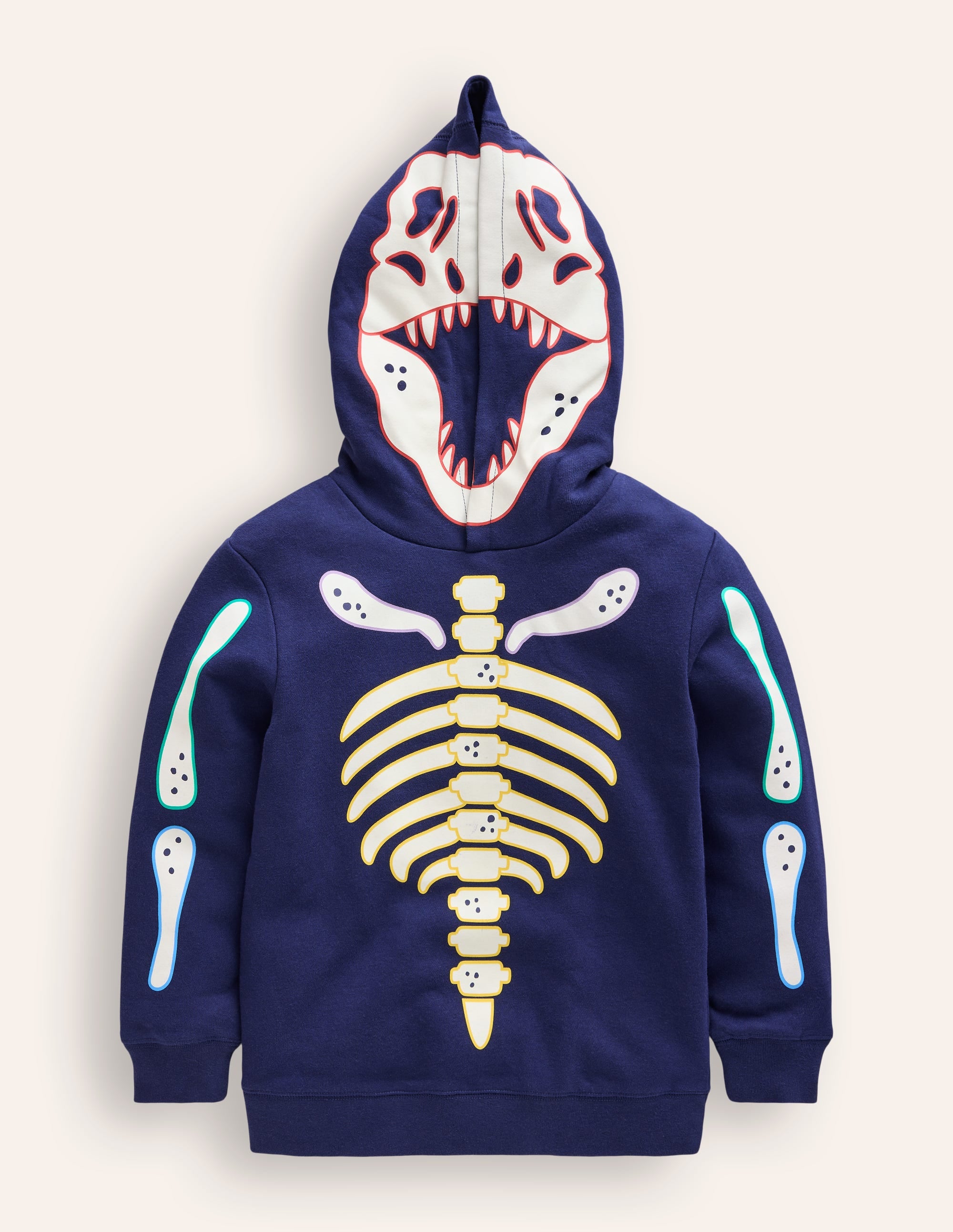 Glow Halloween Hoodie-College Navy Dino - Image 4