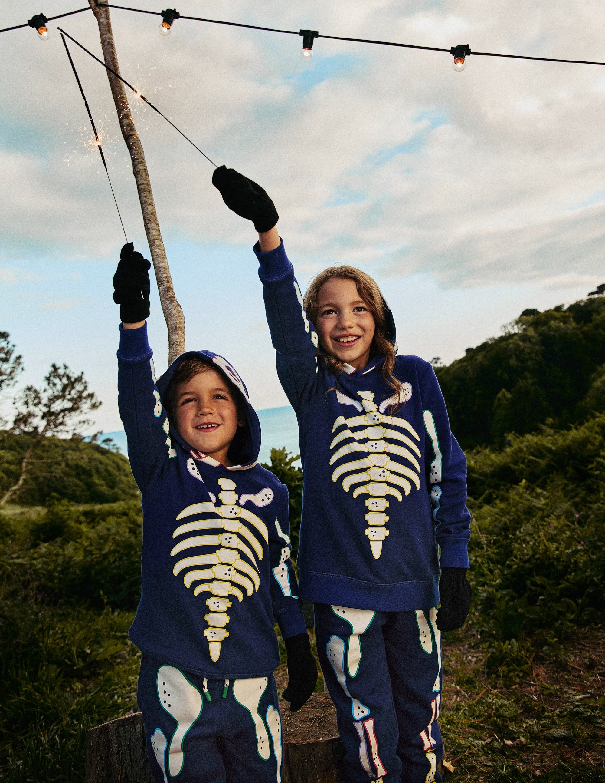 Glow Halloween Hoodie-College Navy Dino - Image 5