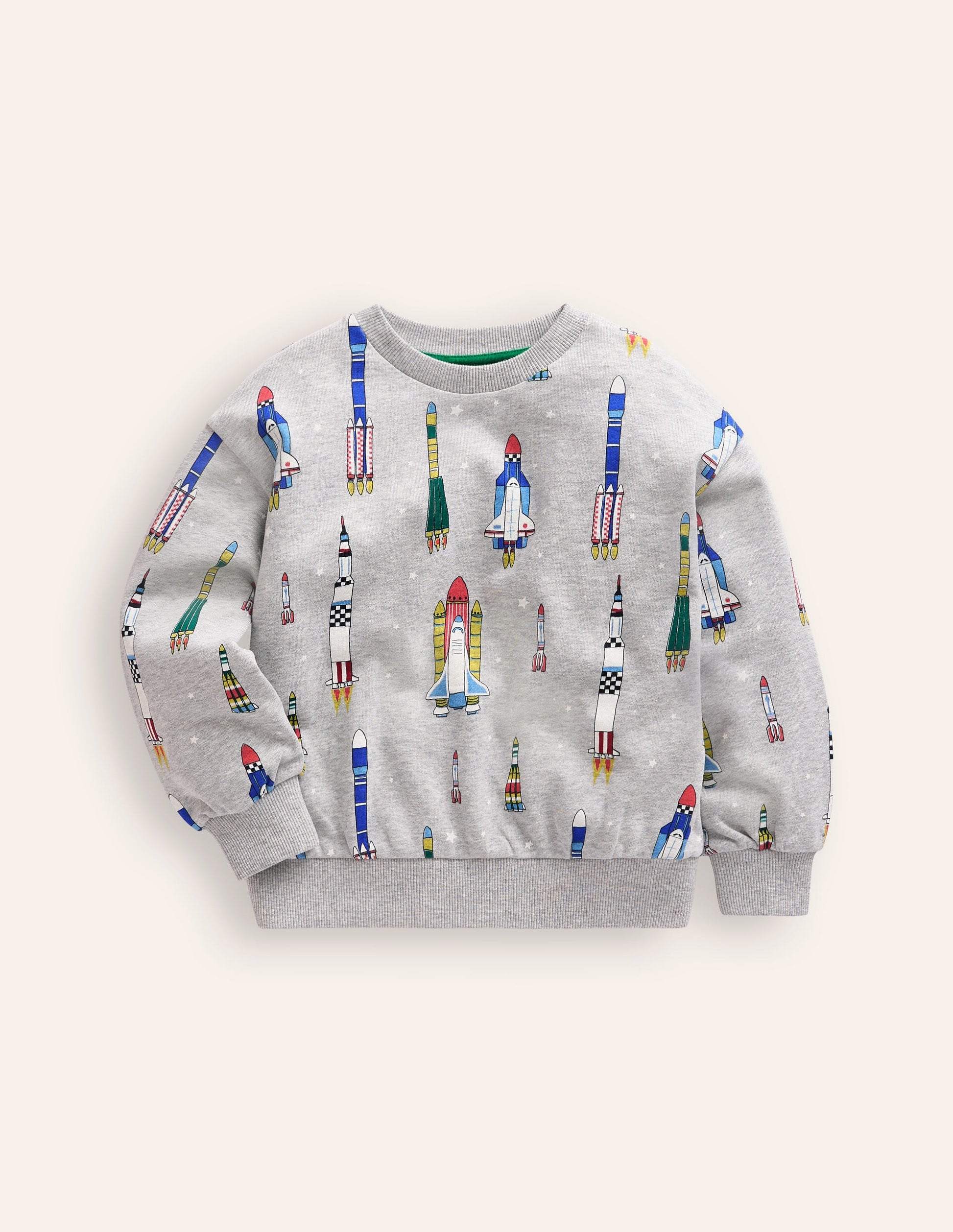 Printed Sweatshirt-Grey Marl Rockets-1