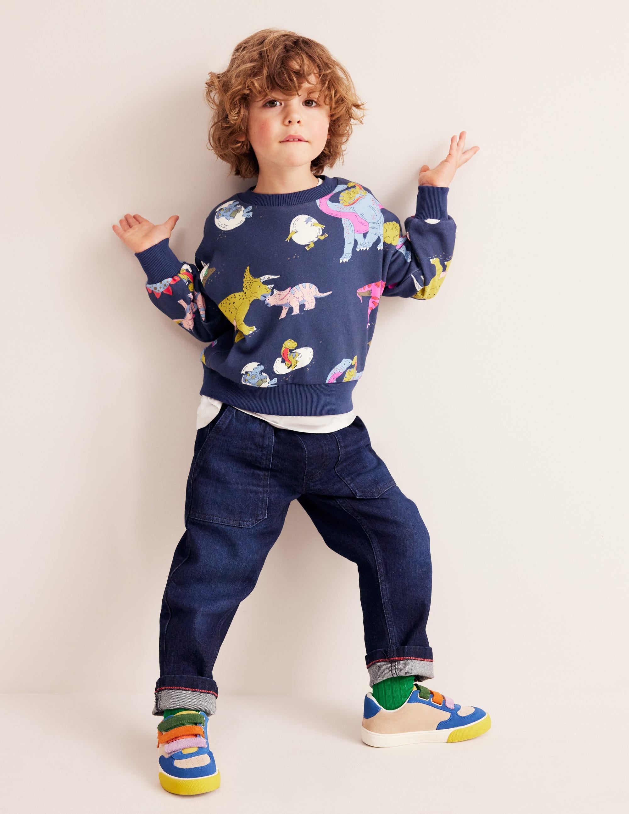 Printed Sweatshirt-Multi Dino Family - Image 1