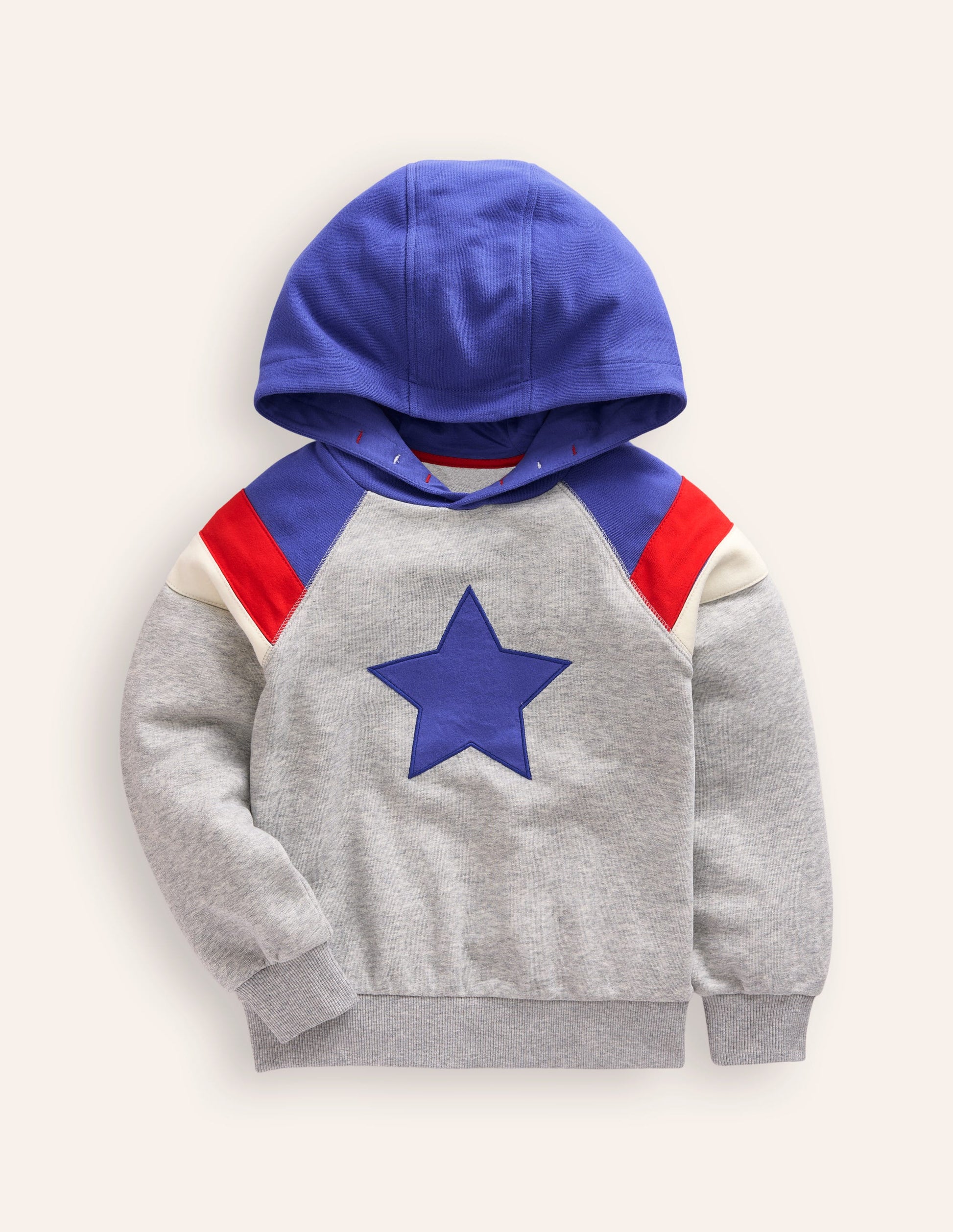 Colour Block Hoodie-Grey Marl-1