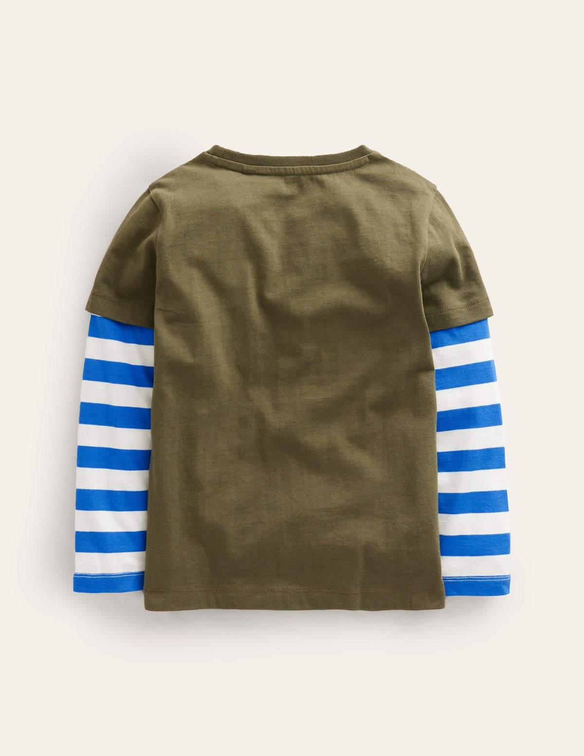 Applique Mock Sleeve T-Shirt-Classic Khaki Dino-2