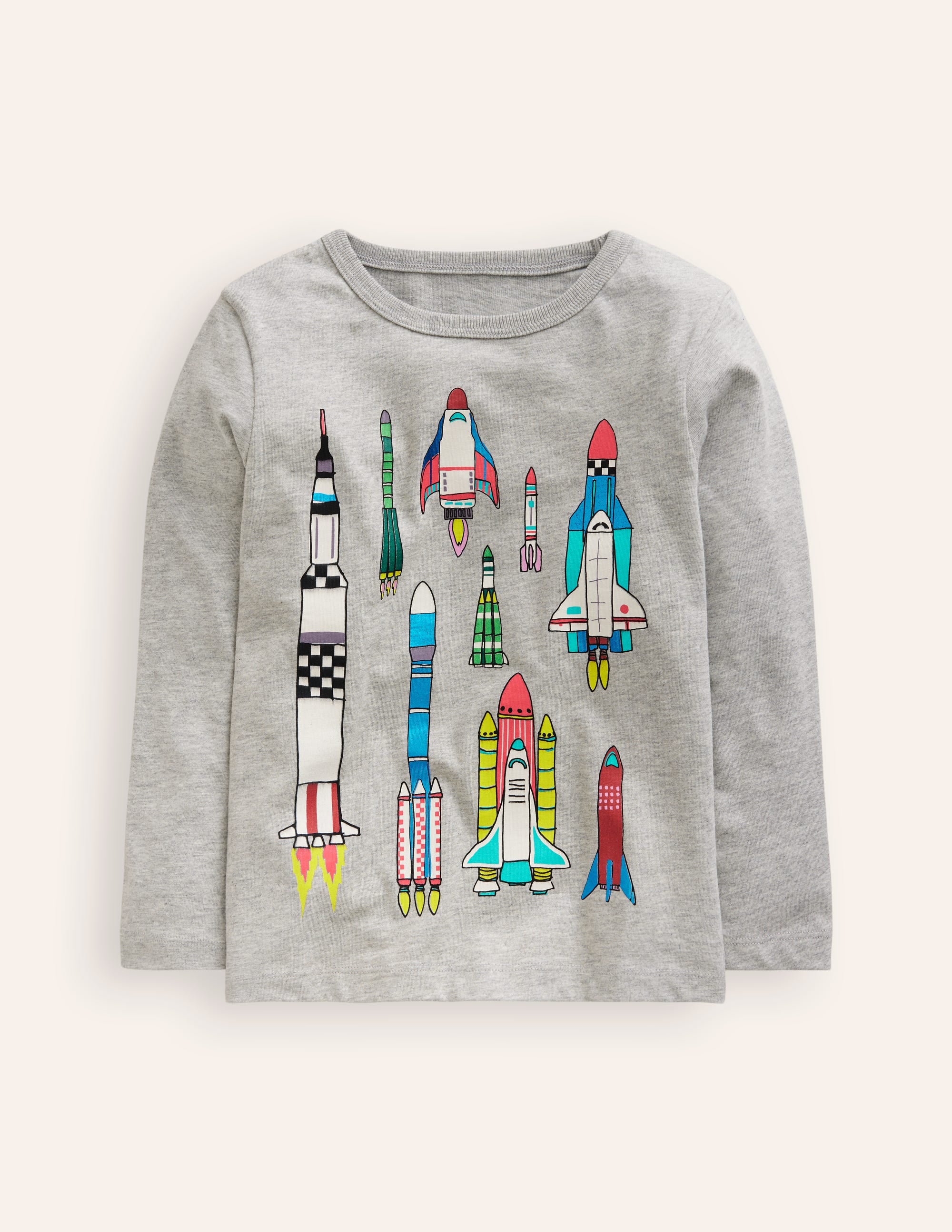 Printed Logo T-Shirt-Grey Marl Rockets - Image 1