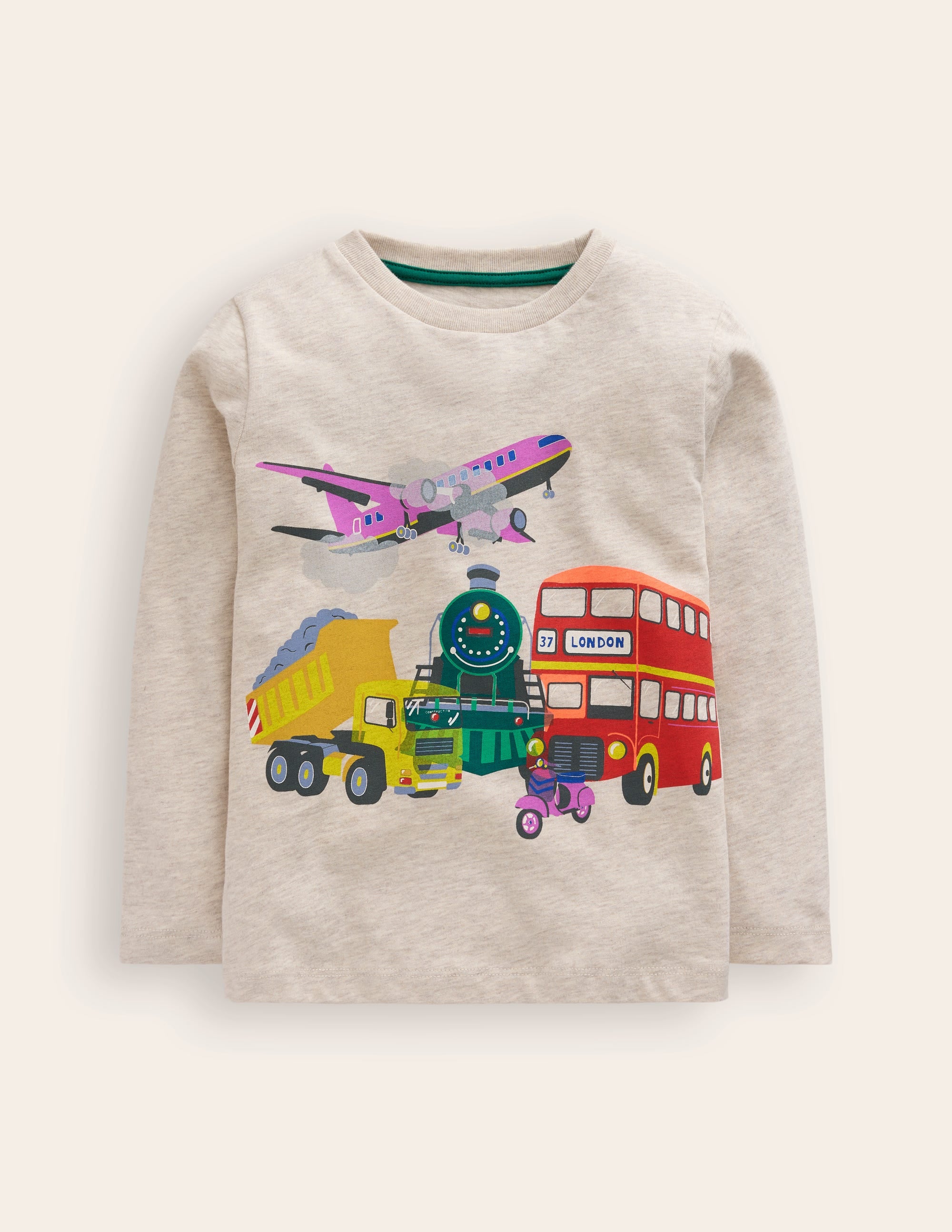 Printed Logo T-Shirt-Oatmeal Marl Transport - Image 1