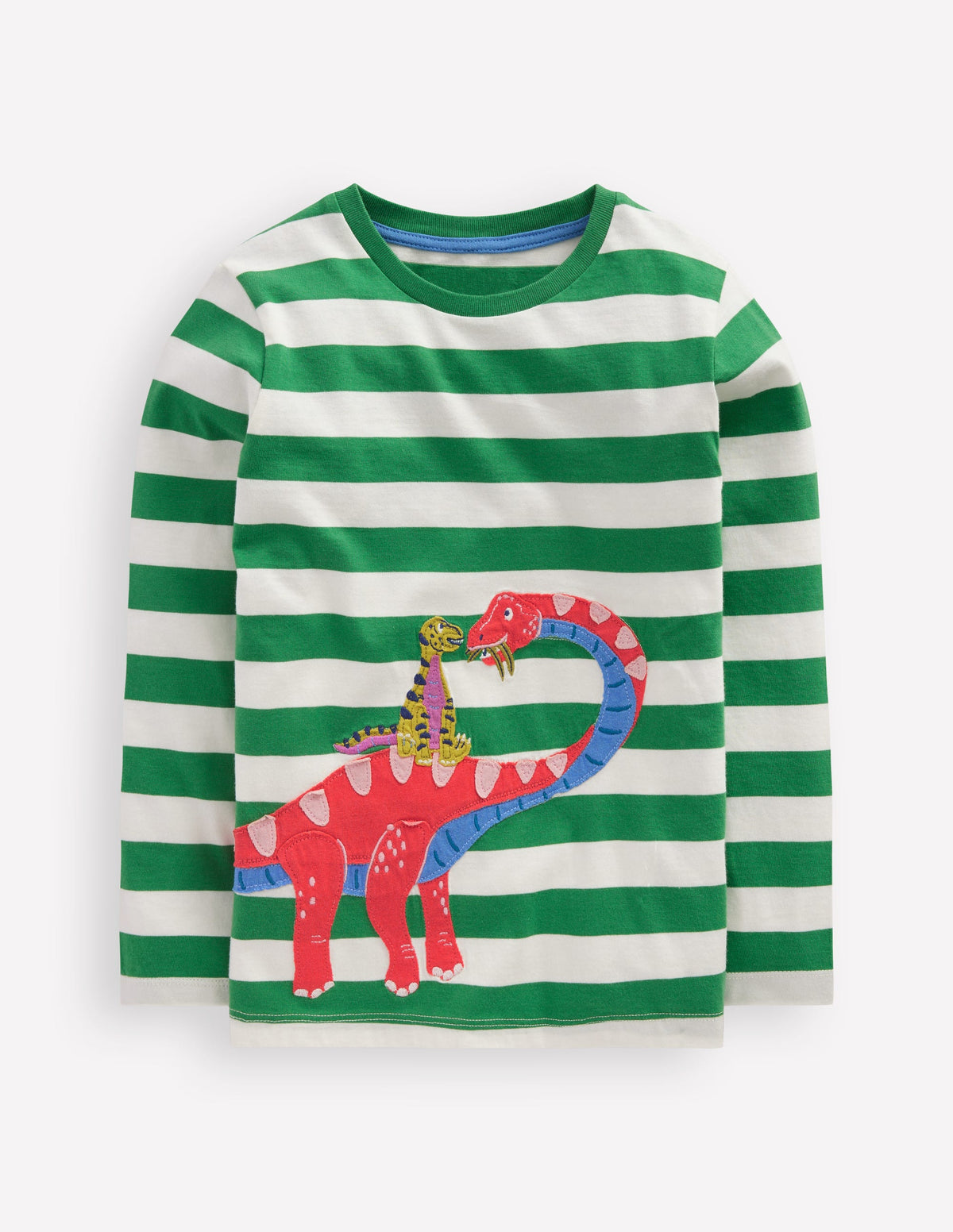 Front & Back Appliqué T-shirt-Shamrock Green Dino Family-1