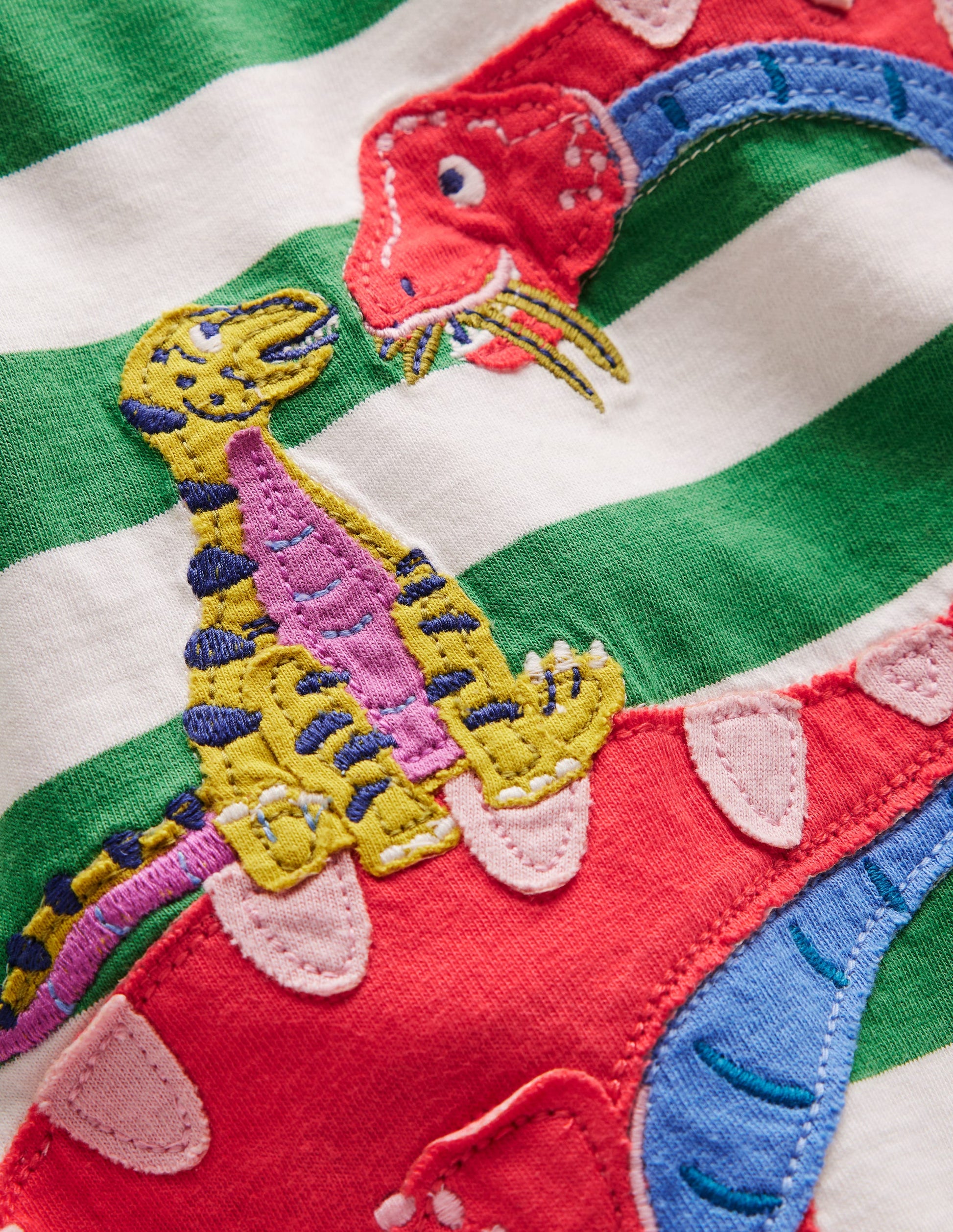 Front & Back Appliqué T-shirt-Shamrock Green Dino Family-3
