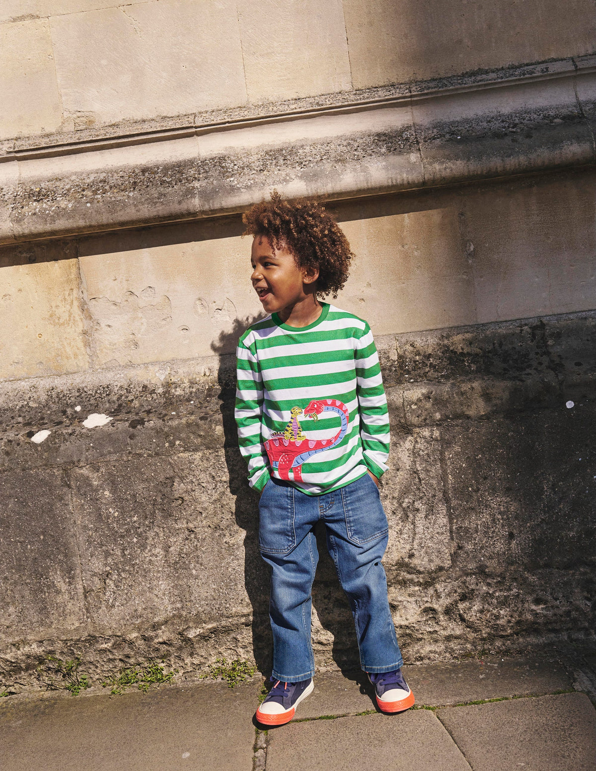 Front & Back Appliqué T-shirt-Shamrock Green Dino Family-4
