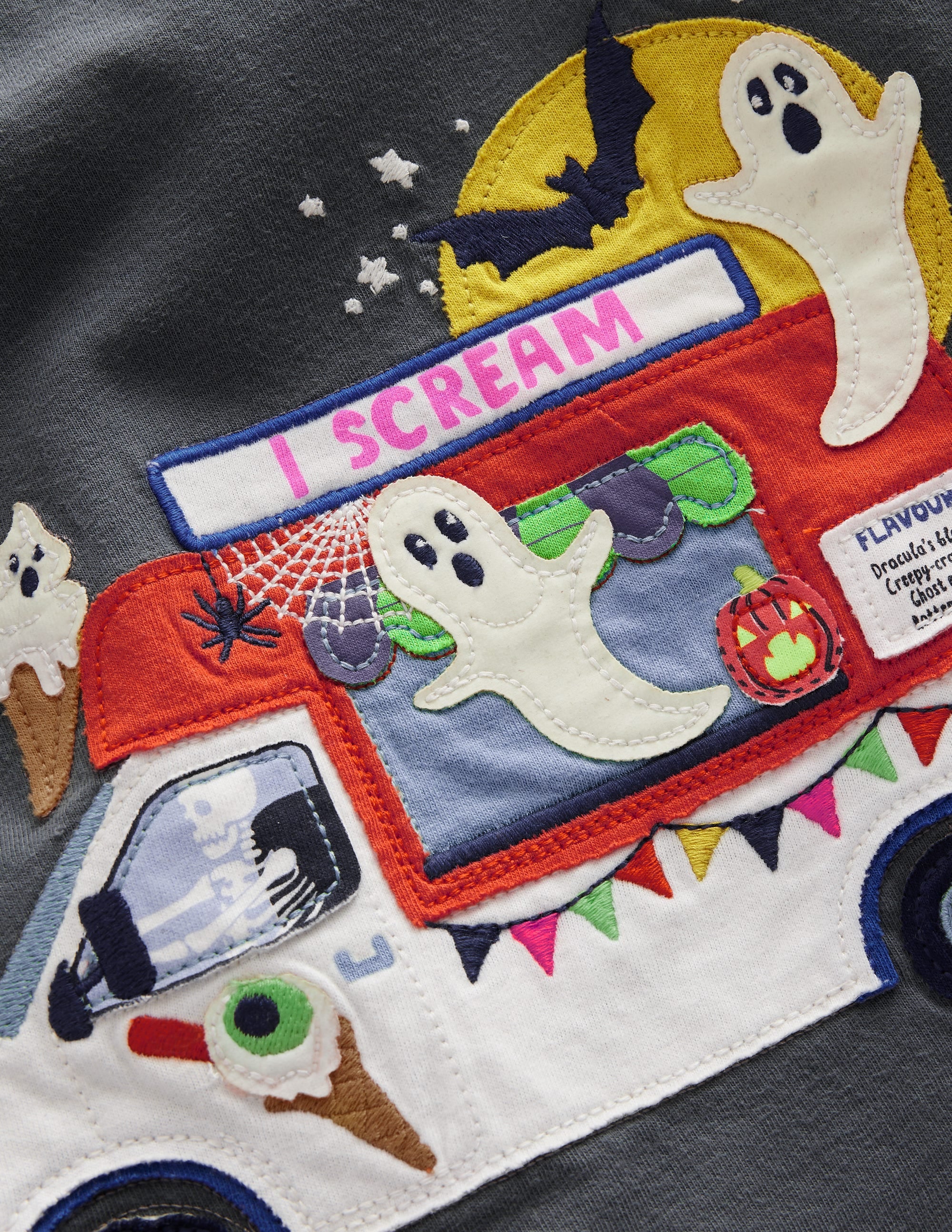 Halloween Appliqué T-shirt-Smoke Ice Cream Van - Image 3
