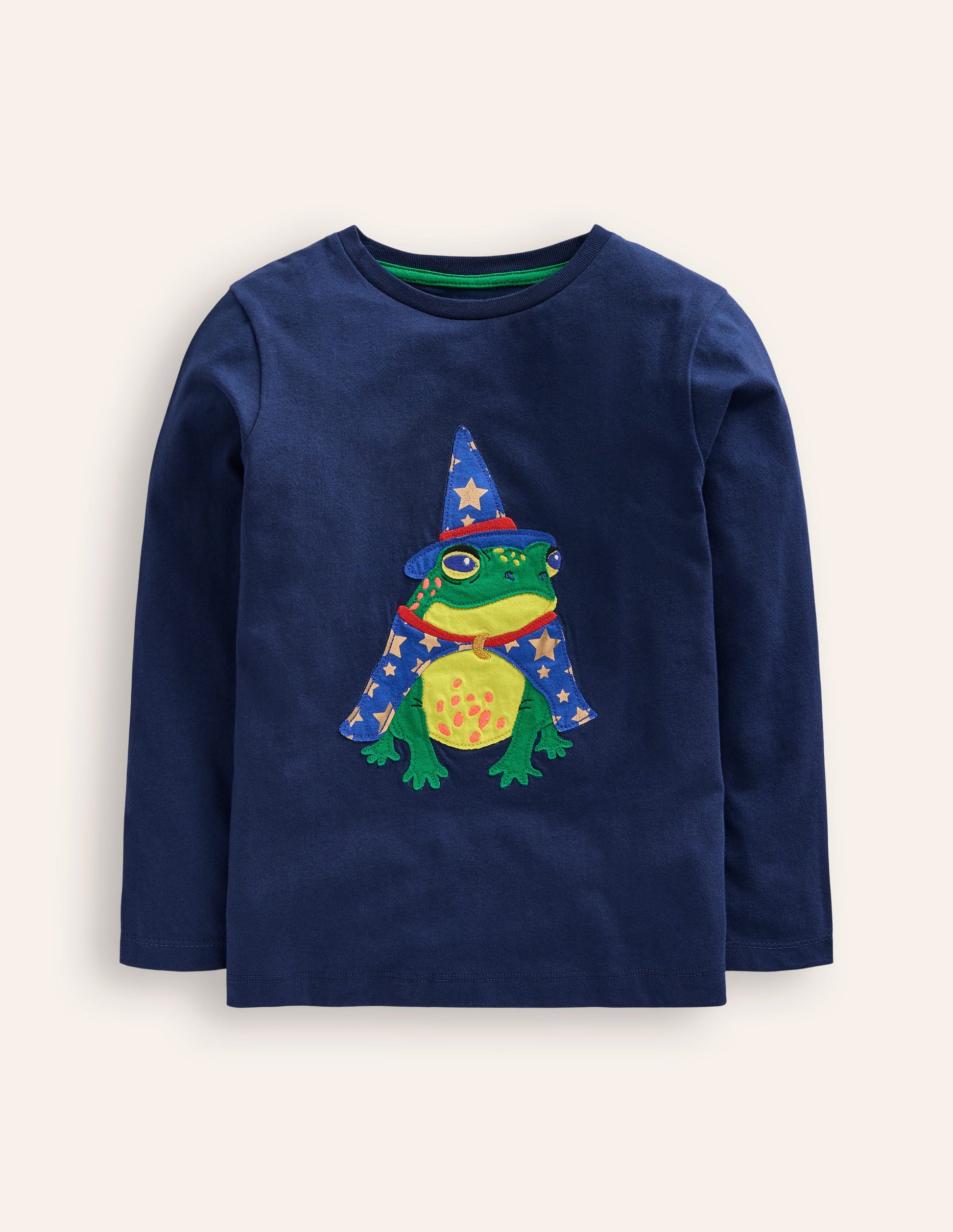 Halloween Appliqué T-shirt-College Navy Frog-1
