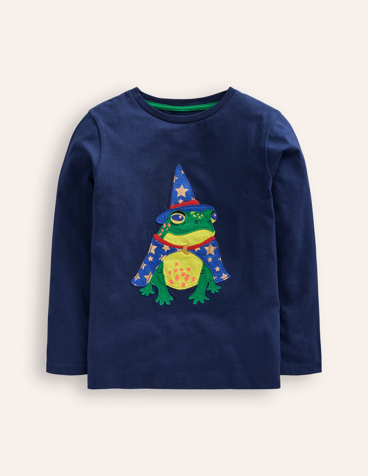 Halloween Appliqué T-shirt-College Navy Frog - Image 1