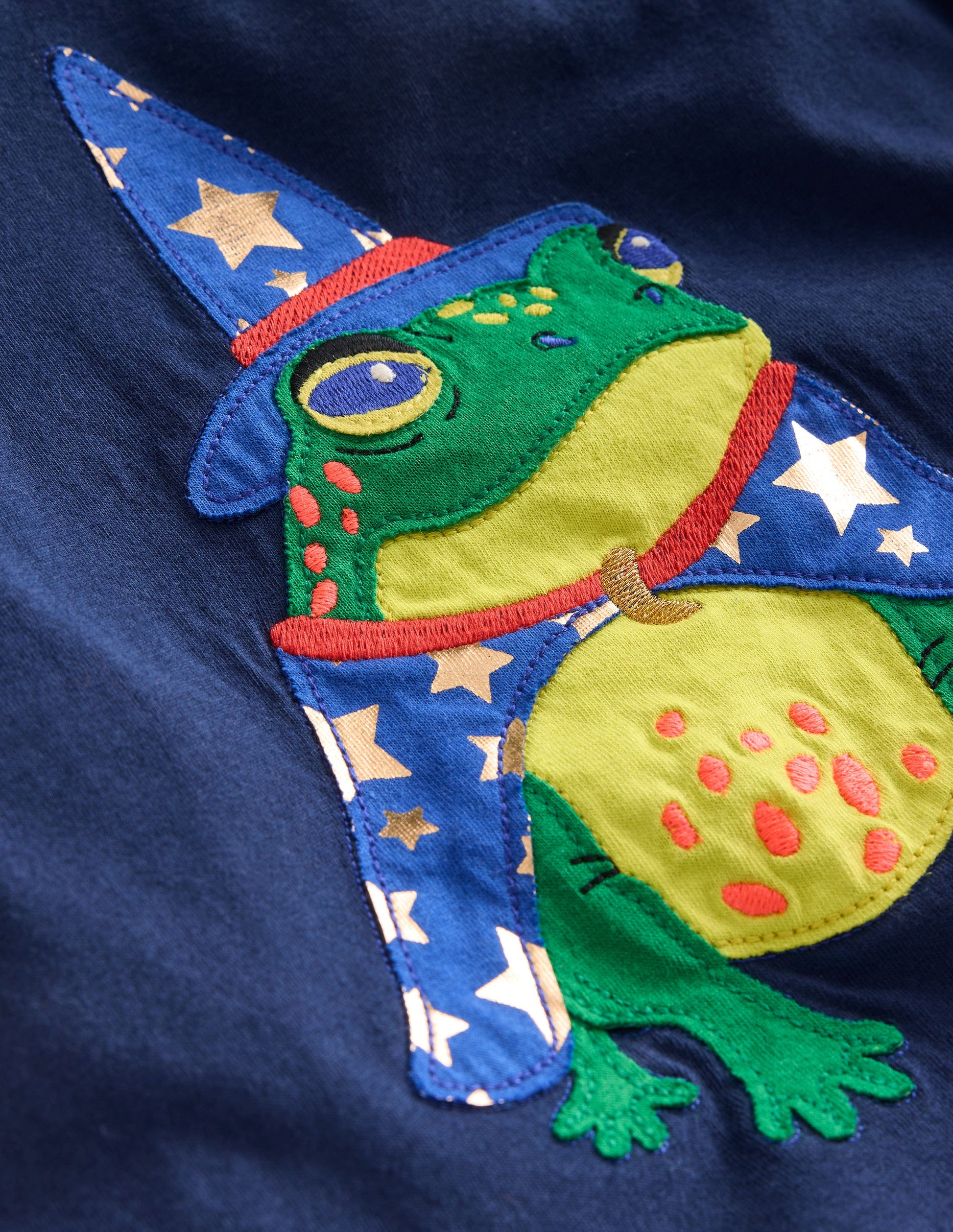 Halloween Appliqué T-shirt-College Navy Frog-3
