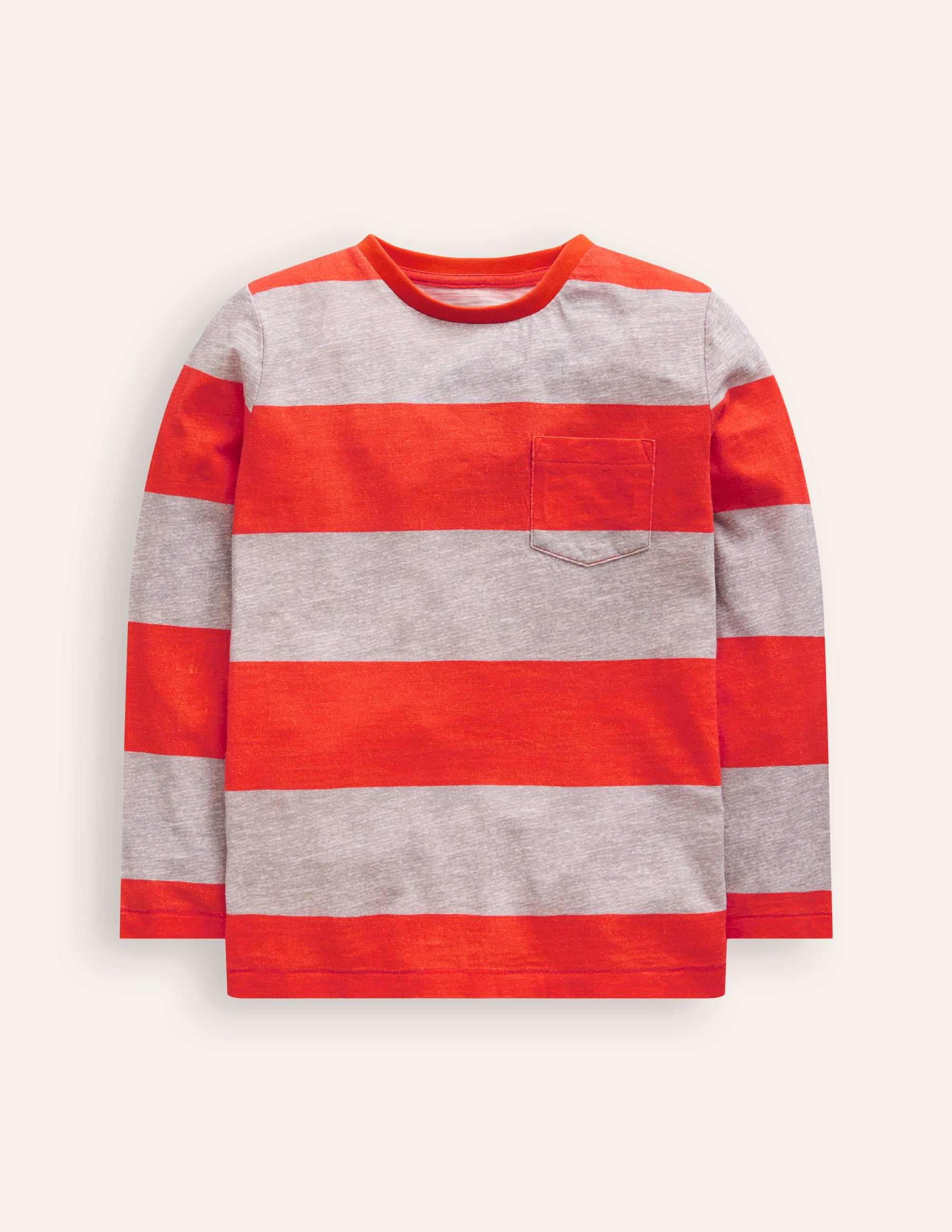 Everyday Long Sleeve T-Shirt-Grey Marl/ Firecracker Red - Image 1