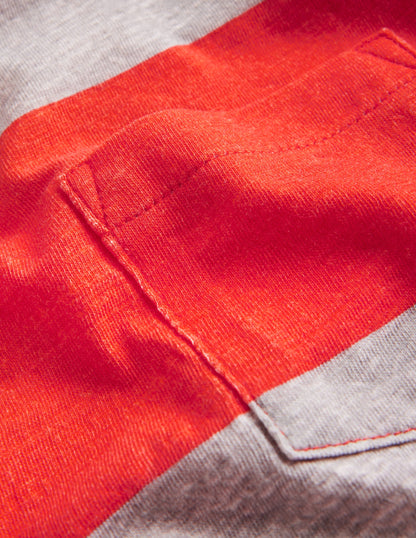 Everyday Long Sleeve T-Shirt-Grey Marl/ Firecracker Red-3