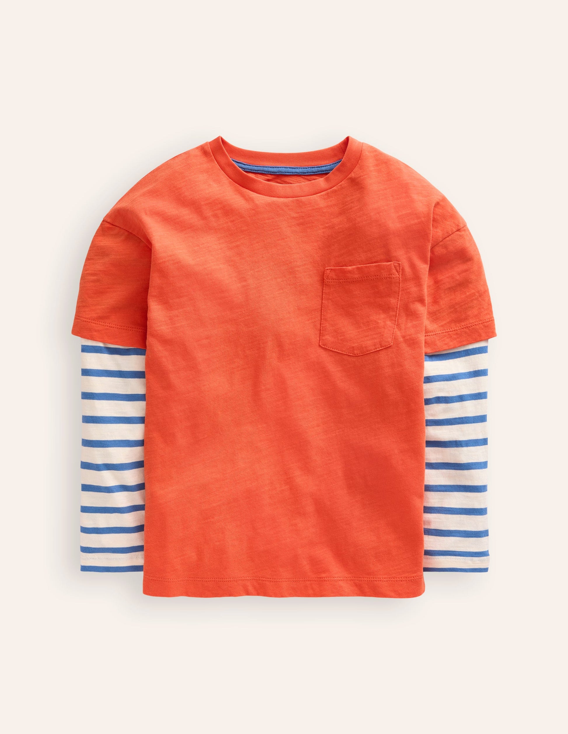Mock Sleeve T-Shirt-Terracotta Orange-1