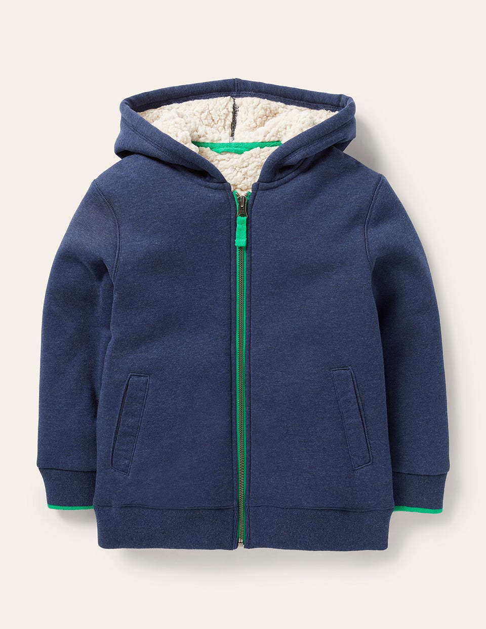 Shaggy-Lined Hoodie-College Navy Marl - Image 1